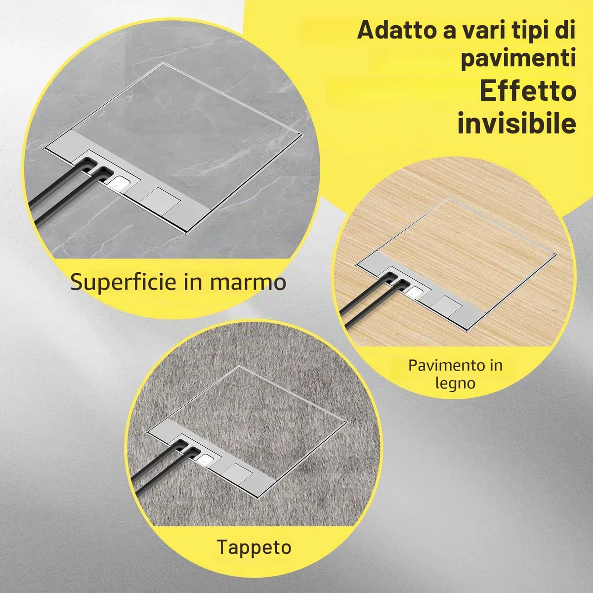 Scatola di corrente da incasso a pavimento 16A 4000W in acciaio inox impermeabile, 2 prese elettriche UE, set da pavimento retrattile per cucina, soggiorno, ufficio, hotel
