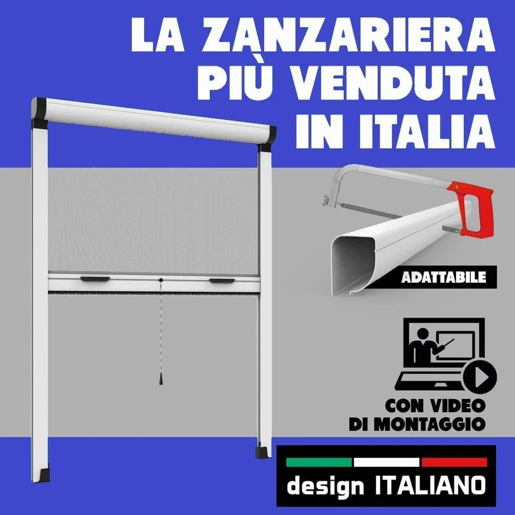 Zanzariera Verticale Riducibile 120 x 250 MARRONE fai da te a Rullo in kit