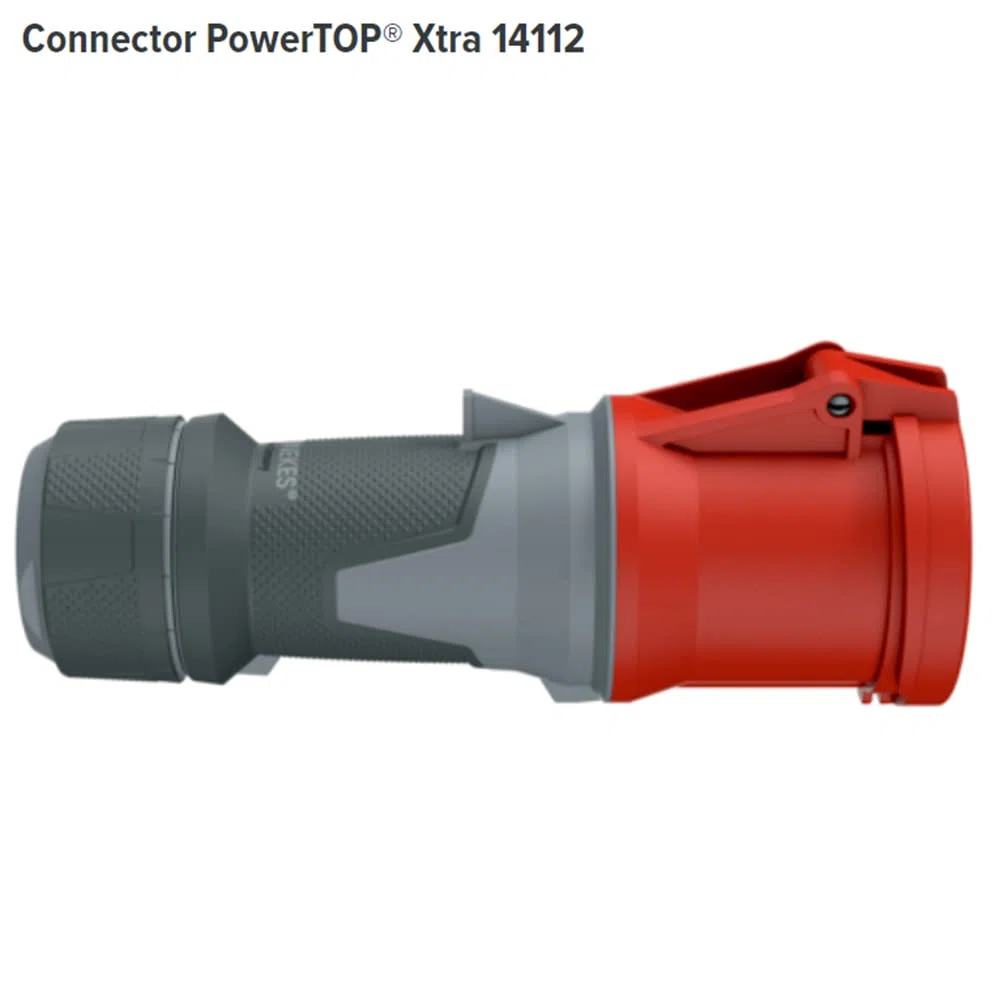 Mennekes 101300054 Prolongadores Power top Xtra, prese CEE, 400 V, 50 – 60 Hz, 63 A, poli, IP 44 gradi protezione, rosso
