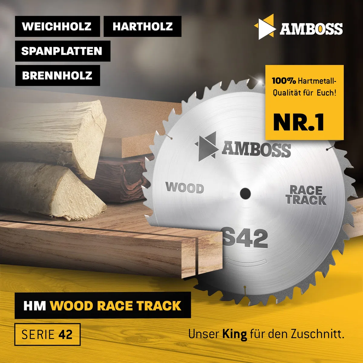 Amboss Werkzeuge Lama per sega circolare HM, diametro 500 mmx4 mmx30 mm, denti alternati (44 denti), taglio grossolano e veloce, legna da ardere e materiali in legno