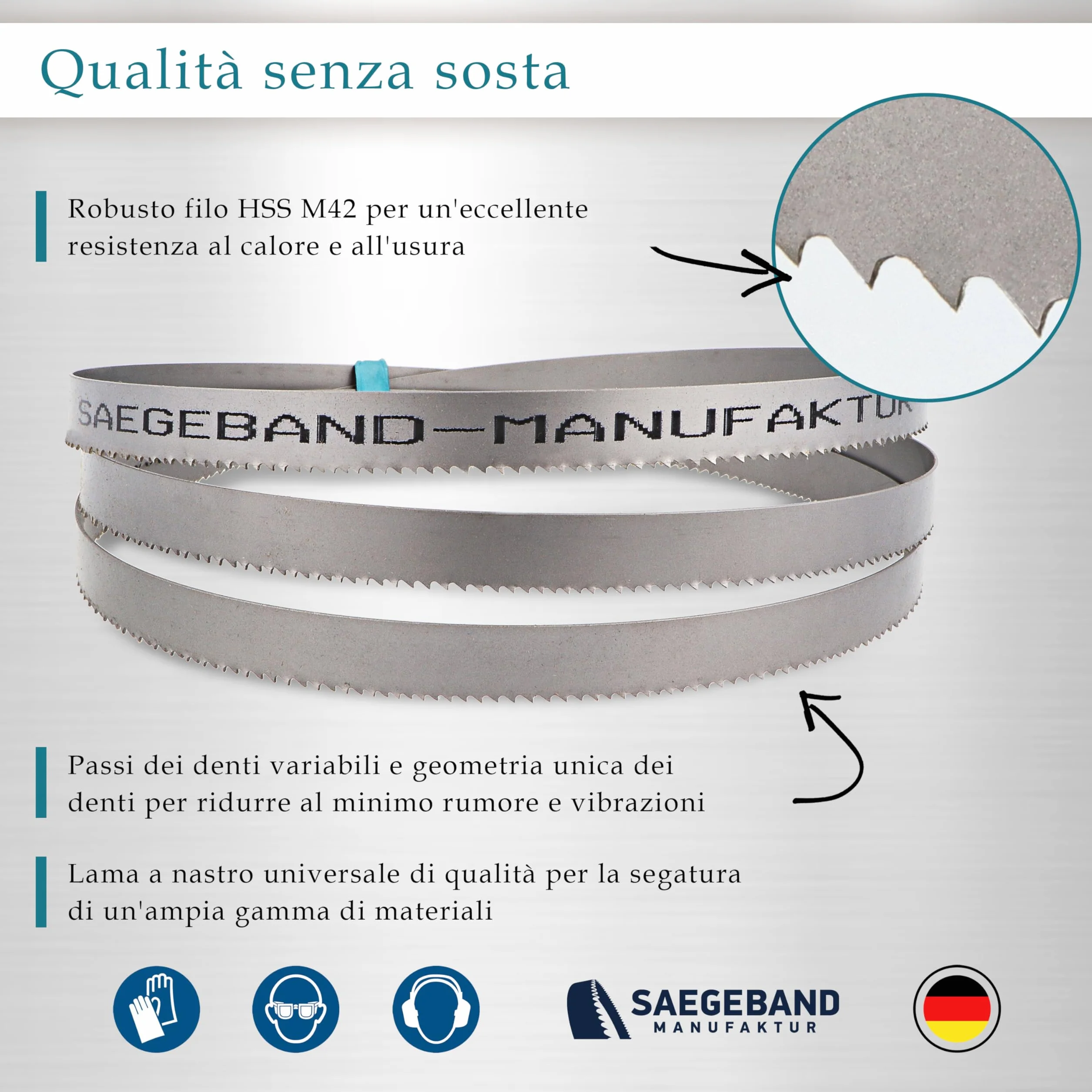 5x lame a nastro M42 HSS bimetalliche Premium 1440 x 13 x 0,65 mm con 10/14 denti per pollice (TPI) - per taglio di metallo, acciaio, alluminio, metalli non ferrosi e leghe leggere