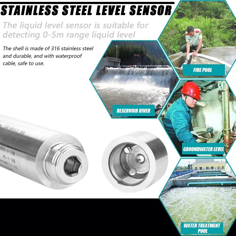 DC 24V 4-20mA Trasmettitore Sensore Acqua Liquido Livello Jet per Rilevare Profondità Gamma 0-5m