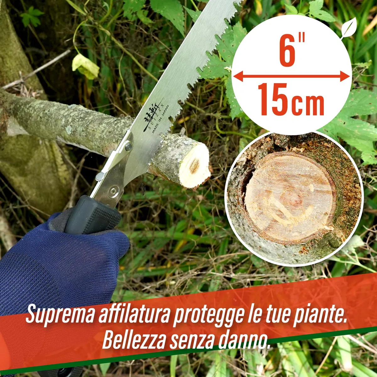 SUIZAN Segaccio per Potatura 270mm con Lama a Gola - Sega Manuale Professionale Giapponese per Alberi Attrezzi da Giardinaggio