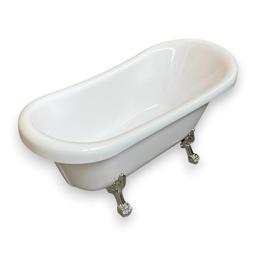 VASCA EPOCA STILE RETRÓ MODELLO MARGHERITA ELISABETTIANA VINTAGE PIEDINI CROMATI ARGENTO BAGNO