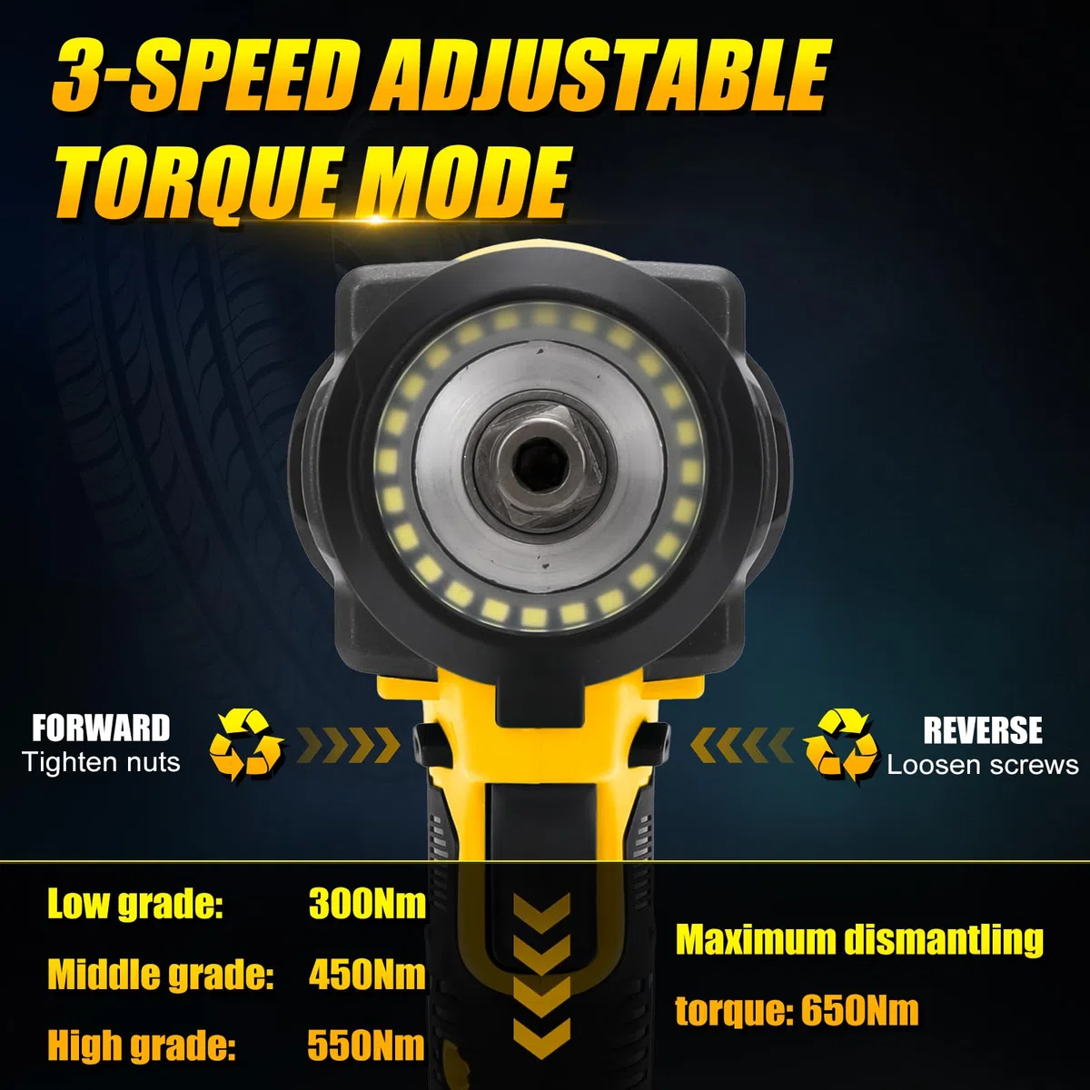 Chiave a impulsi senza fili compatibile con Dewalt 20V 18 V, 650 Nm, Avvitatore A Impulsi a batteria, 1/2" Elevata Avvitatori a Massa Battente chiave con chiave a bussola, adattatore (senza batteria)