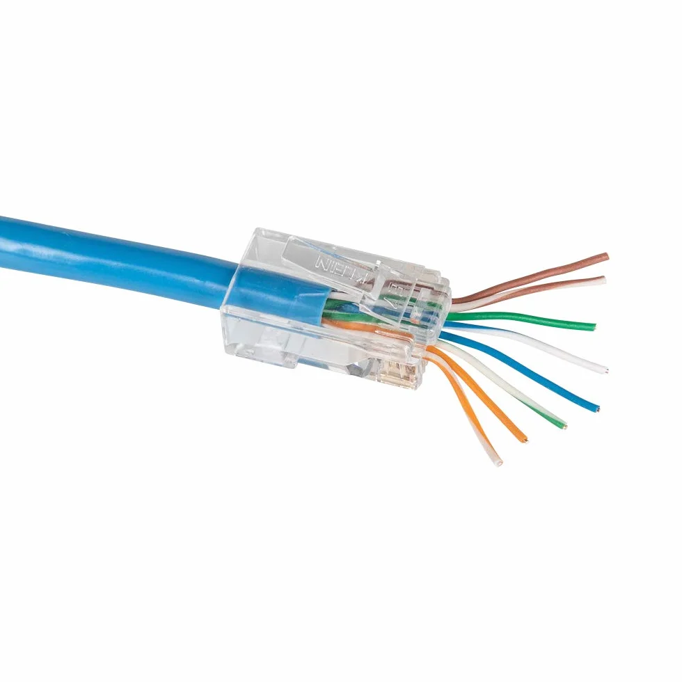 KLEIN TOOLS VDV826-763 | Connettori Modulari Pass Thru RJ45 CAT6 200 Pezzi | Installazione Rapida | Contatti Placcati Oro 50 Micro Pollici | Compatibile Fili Solidi E Intrecciati