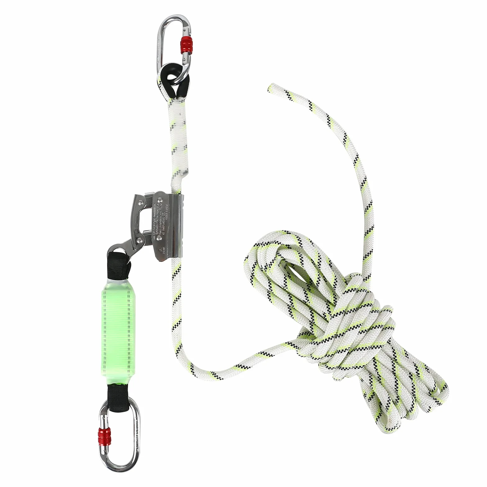 MENAYODA Safety Rinvio Automatico su 12mm Cavo di Nucleo e Mantello 10m con Ammortizzatore a Goccia, EPI, Dispositivo di Protezione per Sicurezza in Altezza