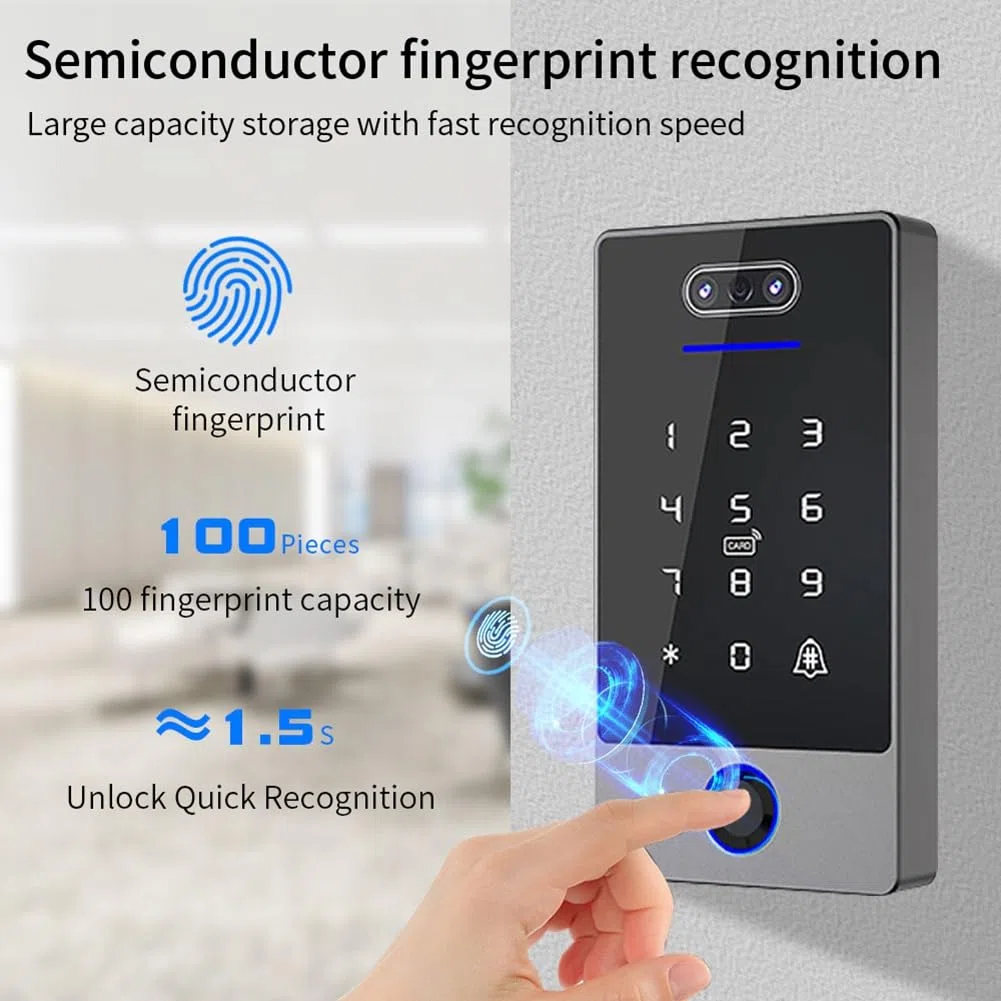 TTLock Tastiera di controllo accessi con riconoscimento facciale impermeabile con lettore di impronte digitali per serratura della porta-B