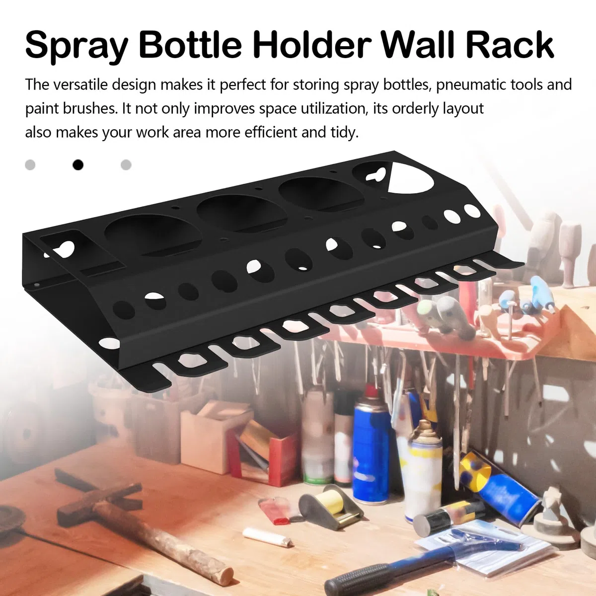 Porta Bombolette Spray, 2PCS Porta Bombolette Spray Mensola Da Parete Mensola Portaoggetti Supporto Da Officina Per Bombolette Spray Foro Per Spazzola 4 Slot Porta - 40 * 17cm