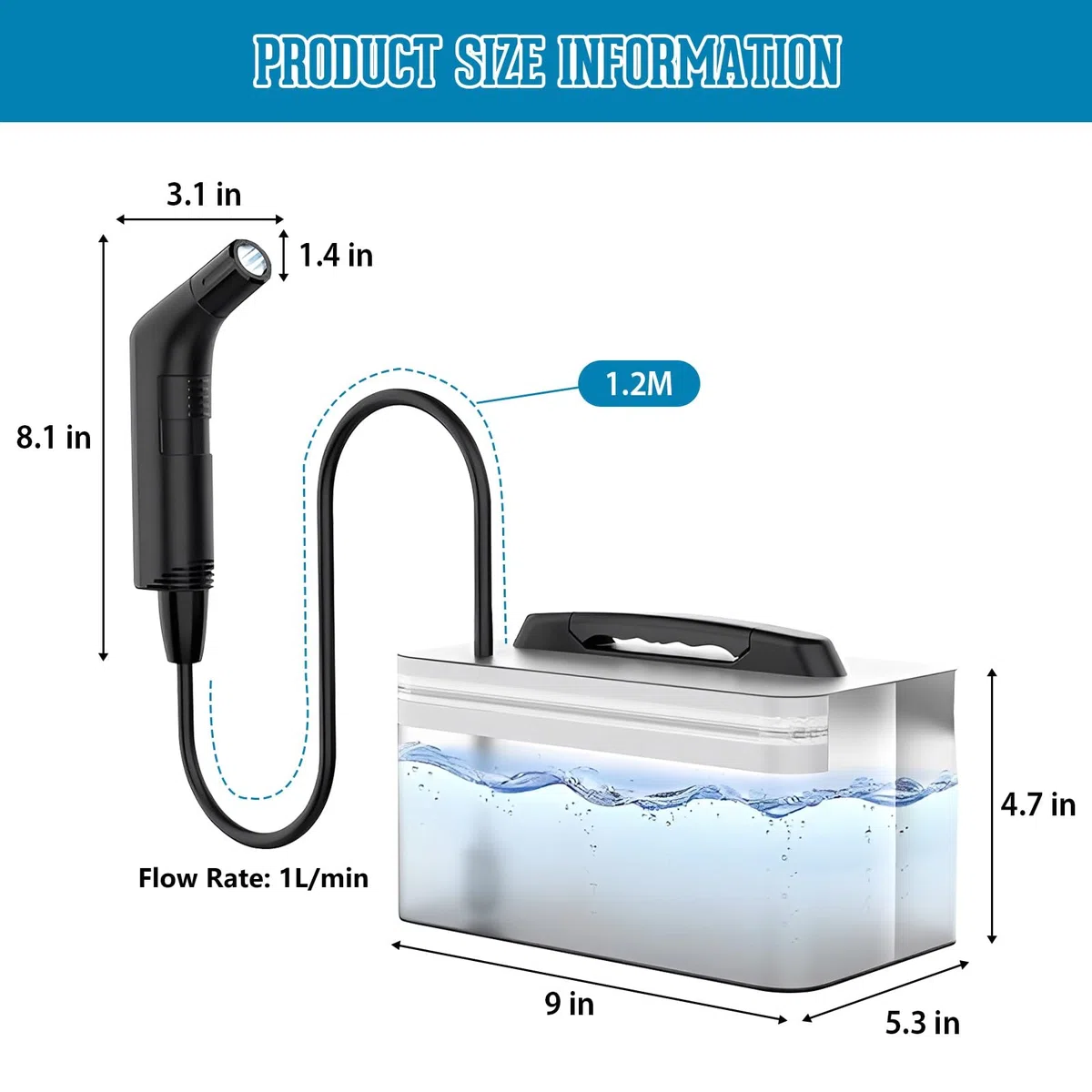 Bidet Portatile,Bidet Elettrico,Spruzzatore Portatile per Bidet,Doccia Portatile Campeggio,2.3L,Può Essere ricaricato,Campeggio,Doccia Unisex Adulto