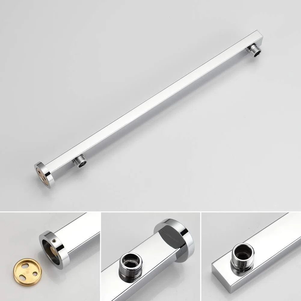 GRIFEMA G7007 - Soffione Doccia Pioggia con Braccio e Tubo, Soffione Doccia a Pioggia Anticalcare ad Alta Pressione Testa di Doccia Acciaio Inox Lucido Ultra Sottile Quadrato