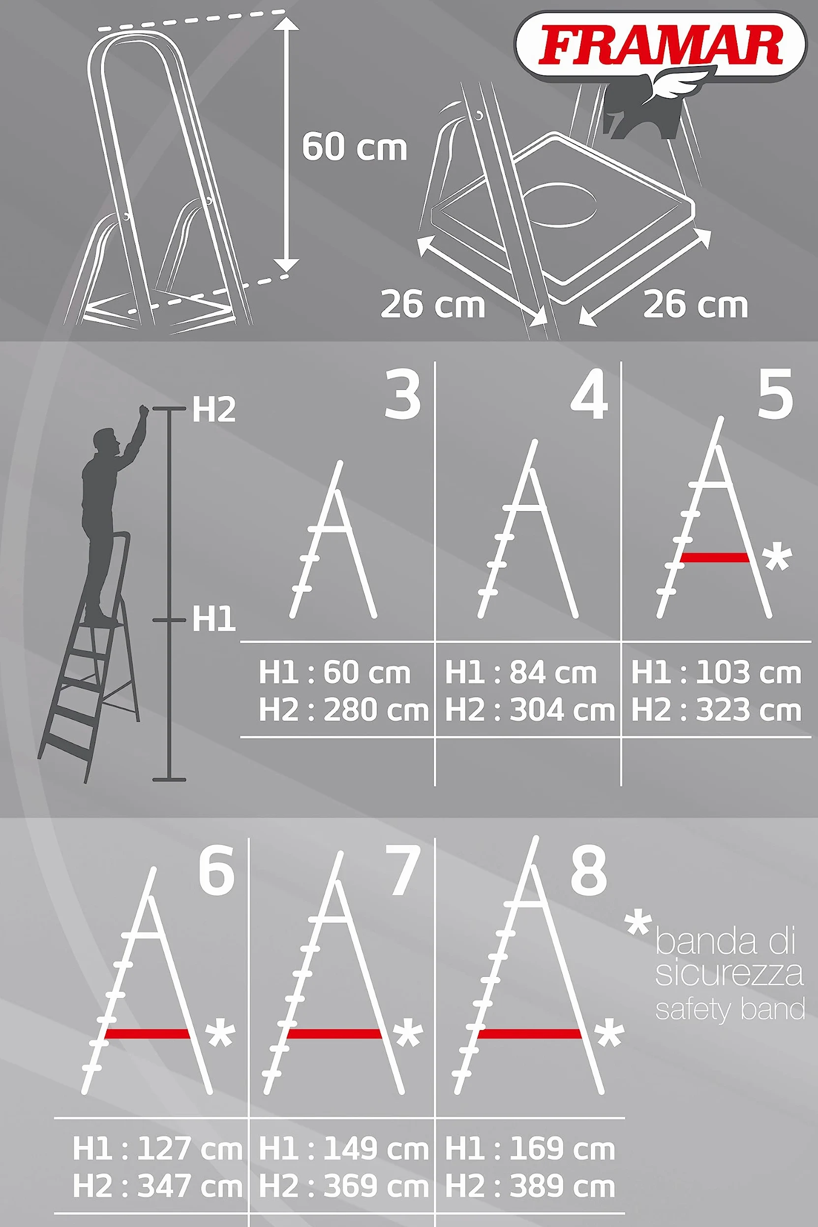 FRAMAR Scala Piuma 4 Gradini in Alluminio - Portata 100 Kg