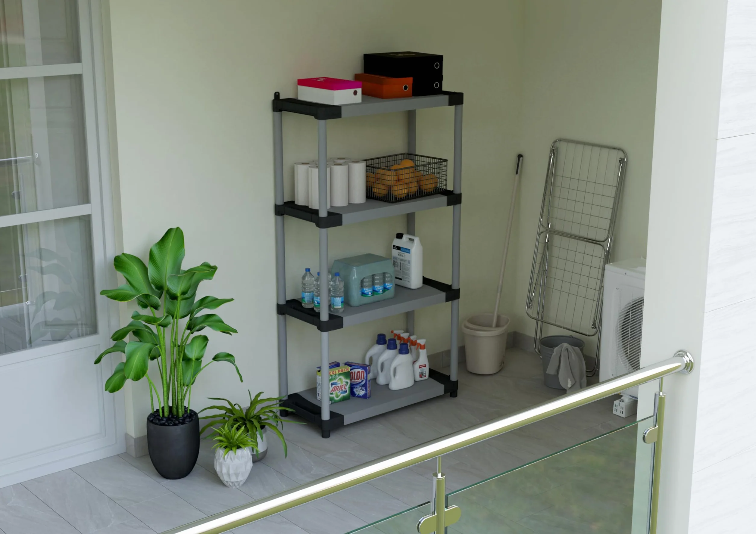 Adventa: Scaffale in resina di PVC e PP, 4 Ripiani, Facile da Montare, Modular System, Resistente, Adatto ad ambienti Interni ed Esterni, 80L x 40P x 165H cm