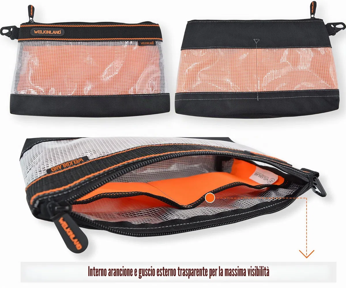 Set di 4 buste trasparenti con cerniera da 33 cm, piccola borsa per attrezzi, mini borsa per attrezzi