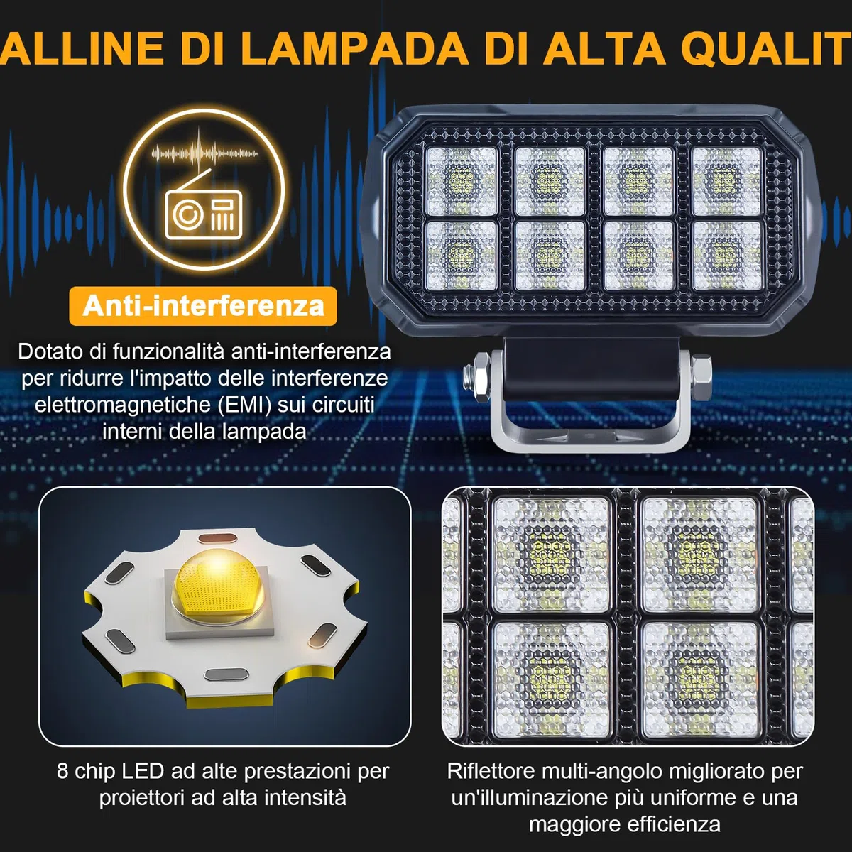antom 2 pezzi fari led trattore 172W 9-60V 20400 Lumen faro LED IP68 impermeabile faretti led 12v per escavatori, trattori, rimorchi, ATV, camion, veicoli fuoristrada, moto