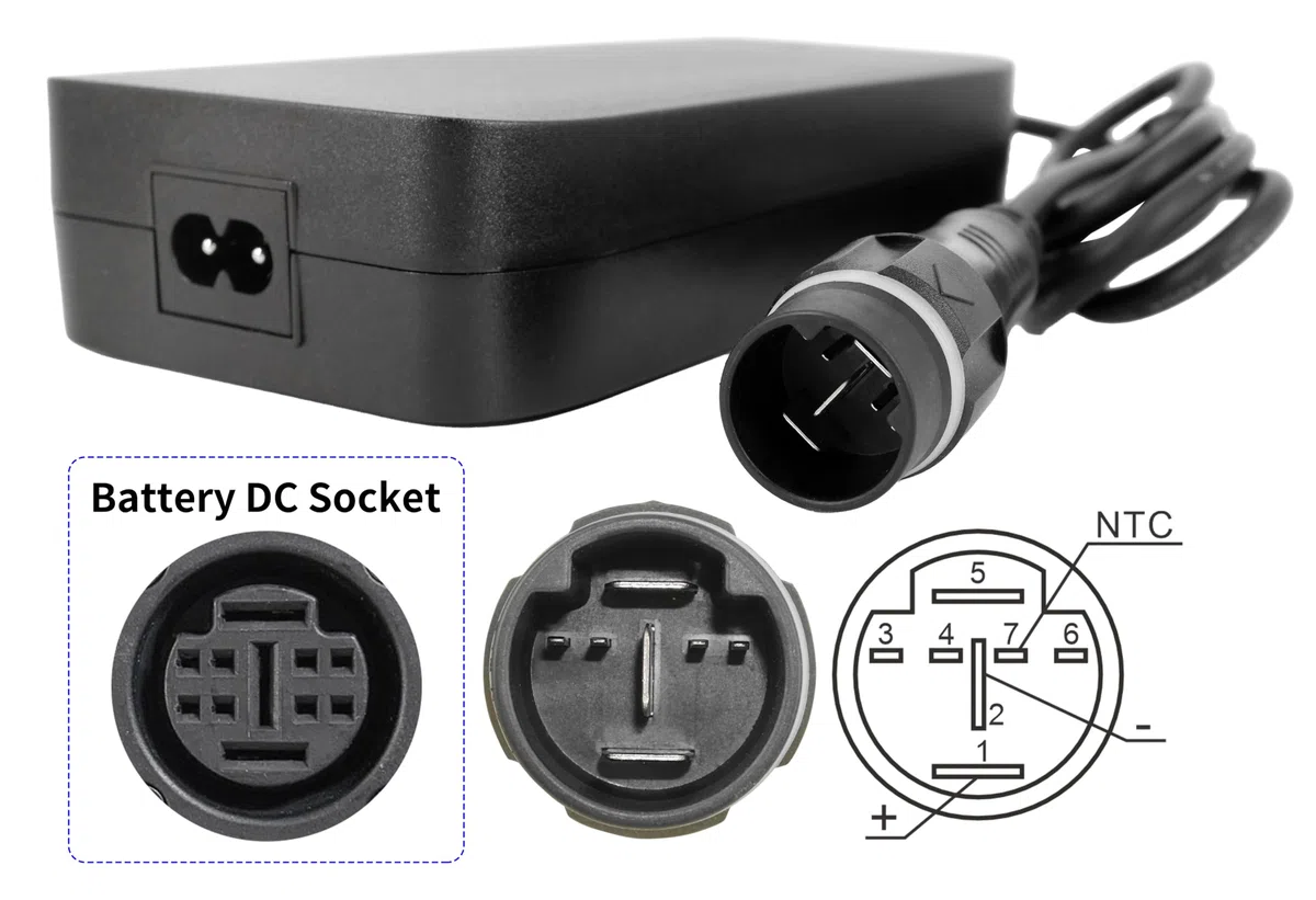 PowerSmart 42V Cavo di ricarica, 4A Alimentatore, Caricabatterie per Husqvarna/Raymon/Winora batterie Li-ion 36V