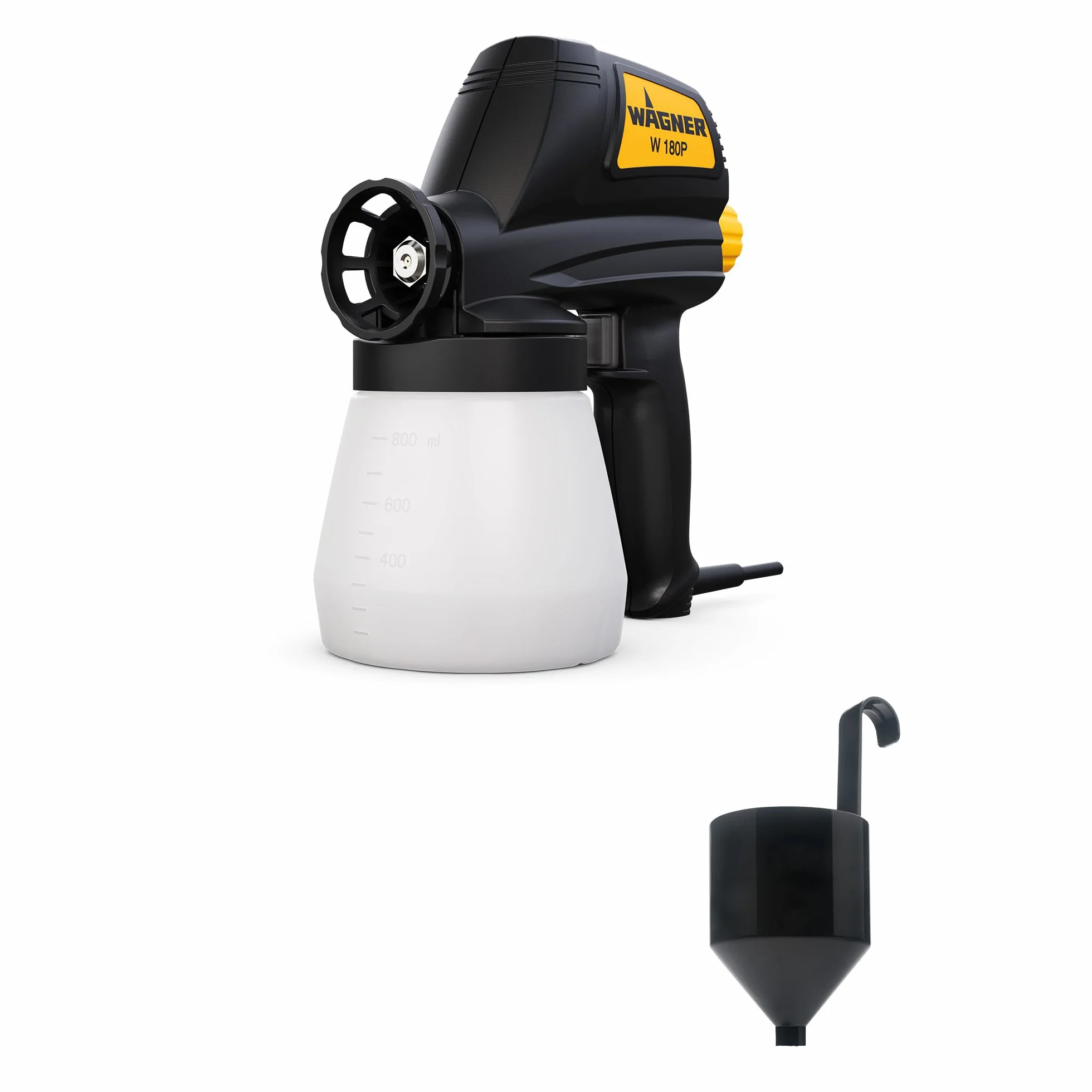 WAGNER Pistola a Spruzzo W 180 P vernici a base di solventi e idrosolubili - Ambiente Interno/Esterno, capacità 800 ml, 10 m²-13 min, 110 W
