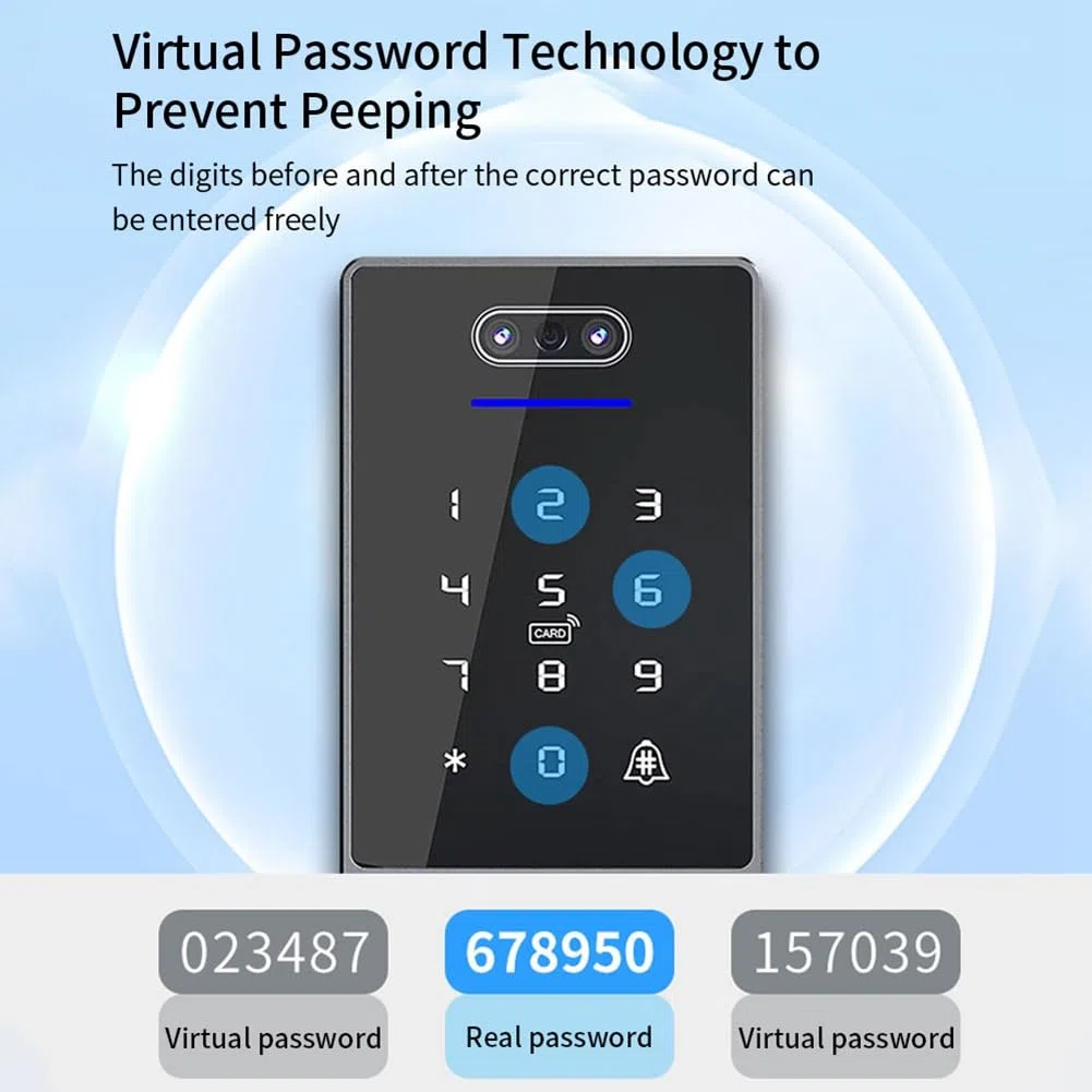 TTLock Tastiera di controllo accessi con riconoscimento facciale impermeabile con lettore di impronte digitali per serratura della porta-B