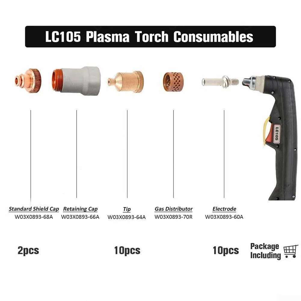 Kit di materiali di consumo al plasma di ricambio per torcia elettrodi compatibili con Tomahawk 1538 Adatto per sistema di taglio LC105, set di ugelli da 7 mm per uso industriale