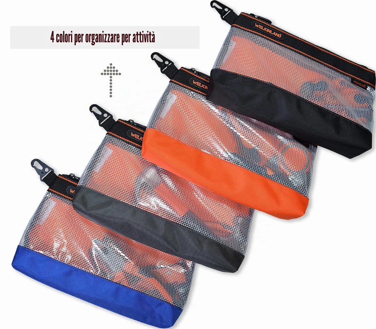 Set di 4 buste trasparenti con cerniera da 33 cm, piccola borsa per attrezzi, mini borsa per attrezzi
