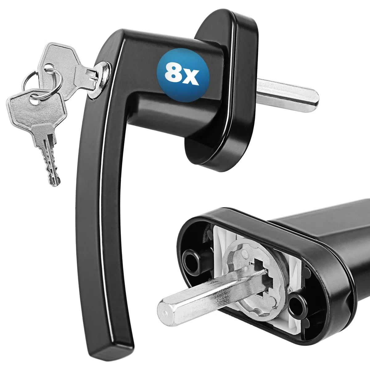 Monzana 8x Maniglia per Finestre con Serratura 8 Chiavi Perno 35mm Chiusura di Sicurezza Bambini