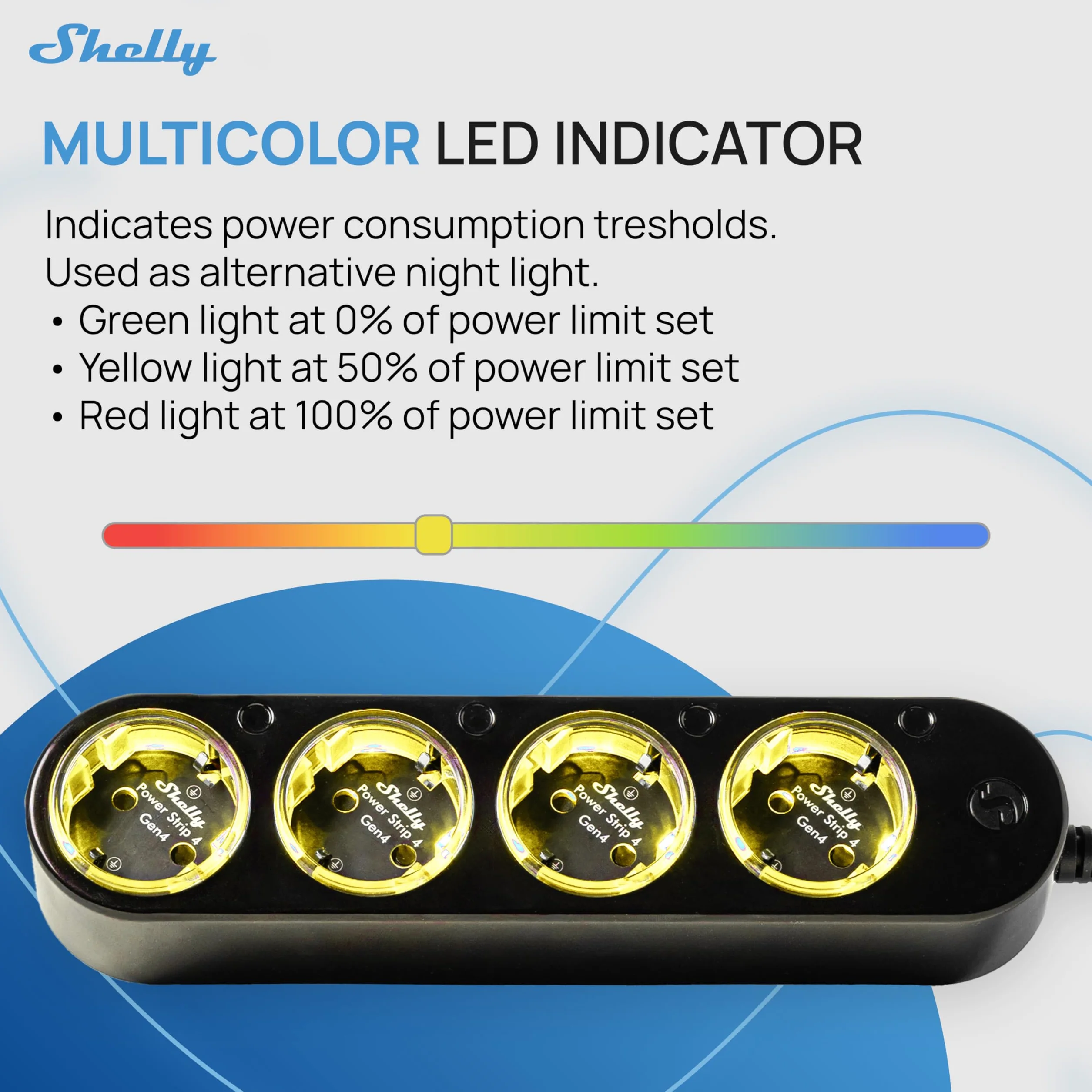 Shelly Power Strip 4 Gen4 Nero - Ciabatta Smart Matter & Wi-Fi, 4 Prese Intelligenti, Misurazione Potenza, 16A Totali 3500W, Timer, Riscaldamento, Zigbee, Google, Alexa, Apple, Nessun Hub Richiesto