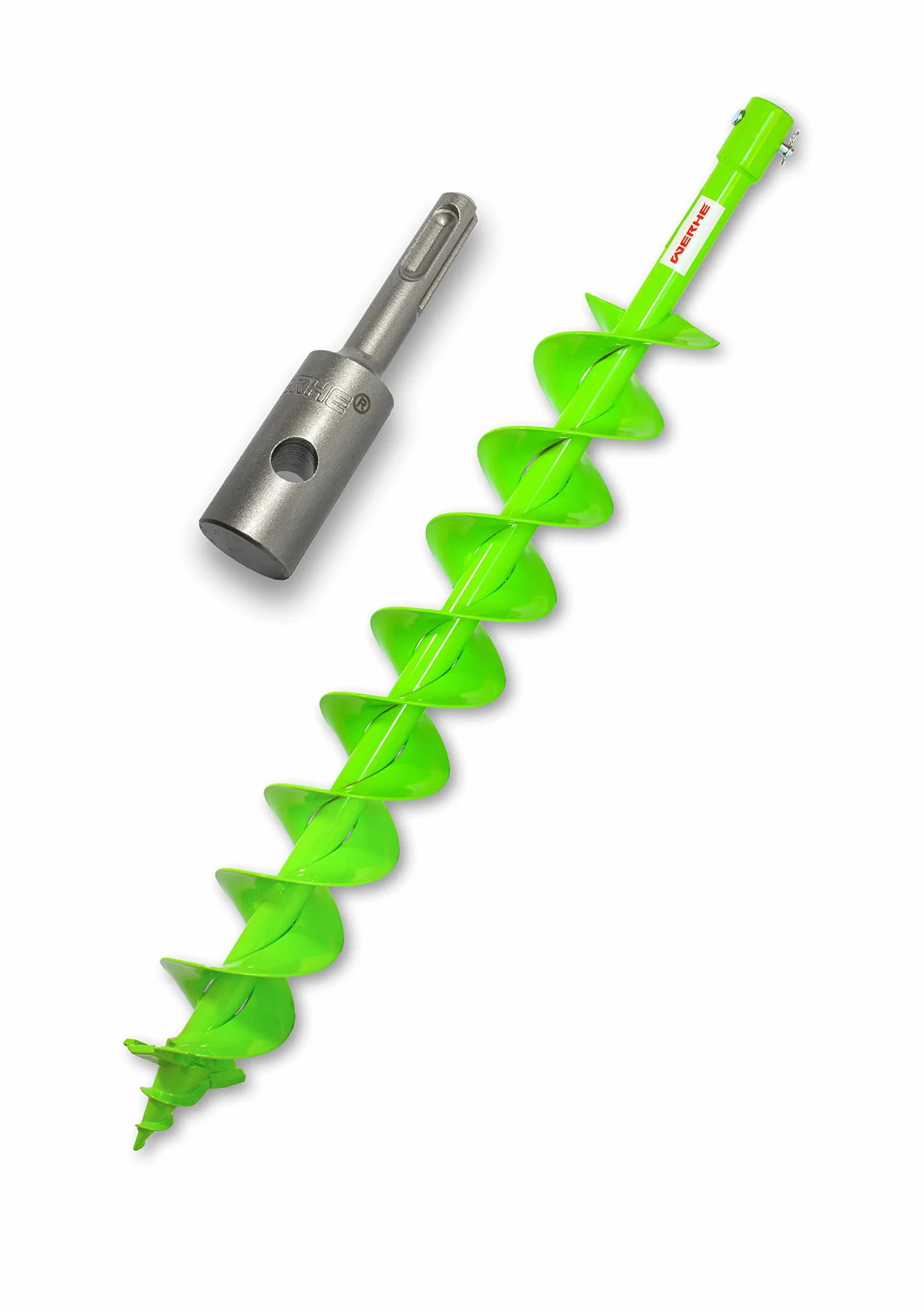 WERHE Trivella da terra a doppia elica 80 mm con adattatore SDS Plus – Trivella robusta per pali per recinzioni e piantumazione di alberi – Lavori di giardinaggio precisi