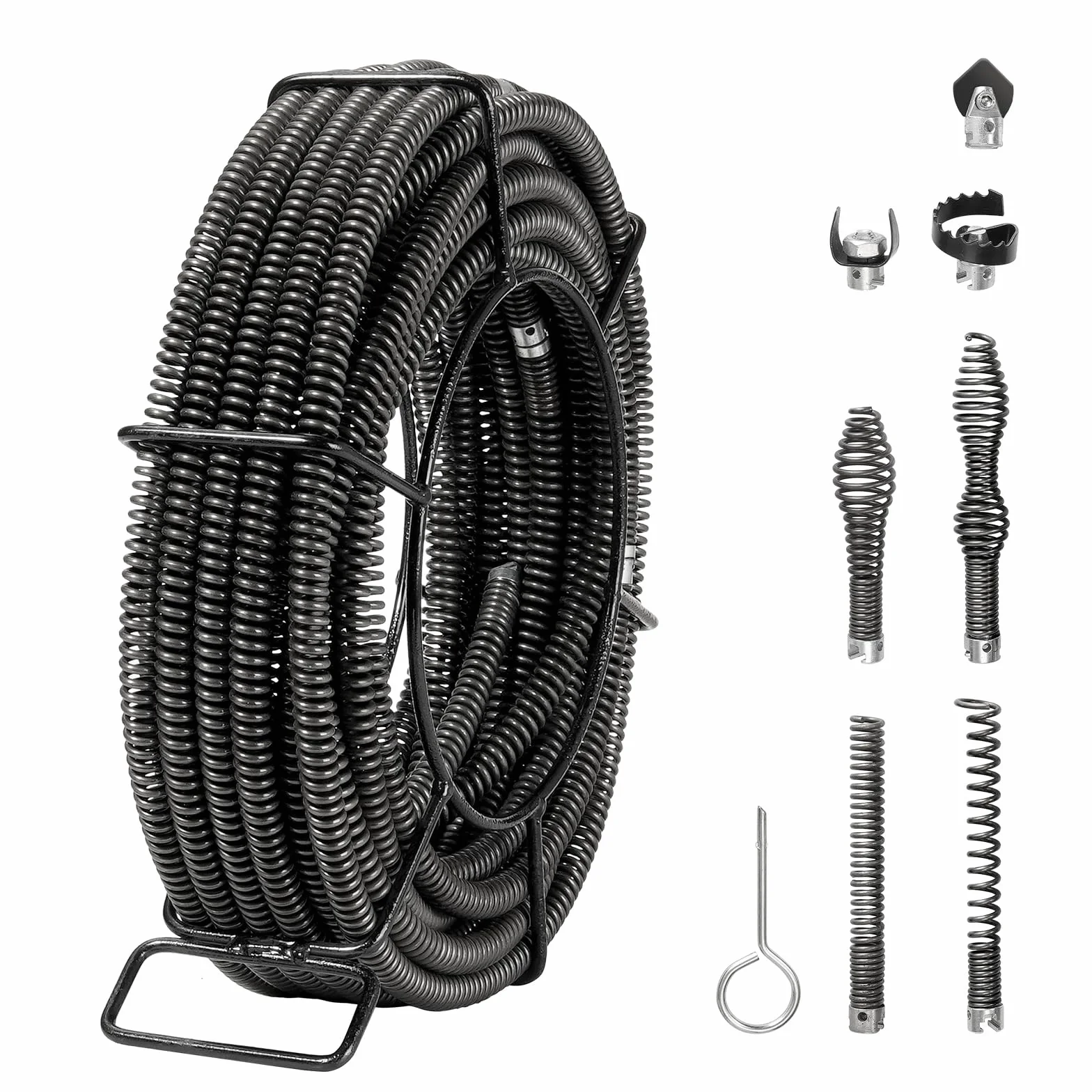 VEVOR Cavo per Pulizia Scarichi con 7 Taglierine Cavo per Pulizia Scarichi Sezionale per Tubi da 20 a 100 mm Cavo per Coclea di Scarico Fognario a Nucleo Cavo per Lavello, Scarico a Pavimento, WC