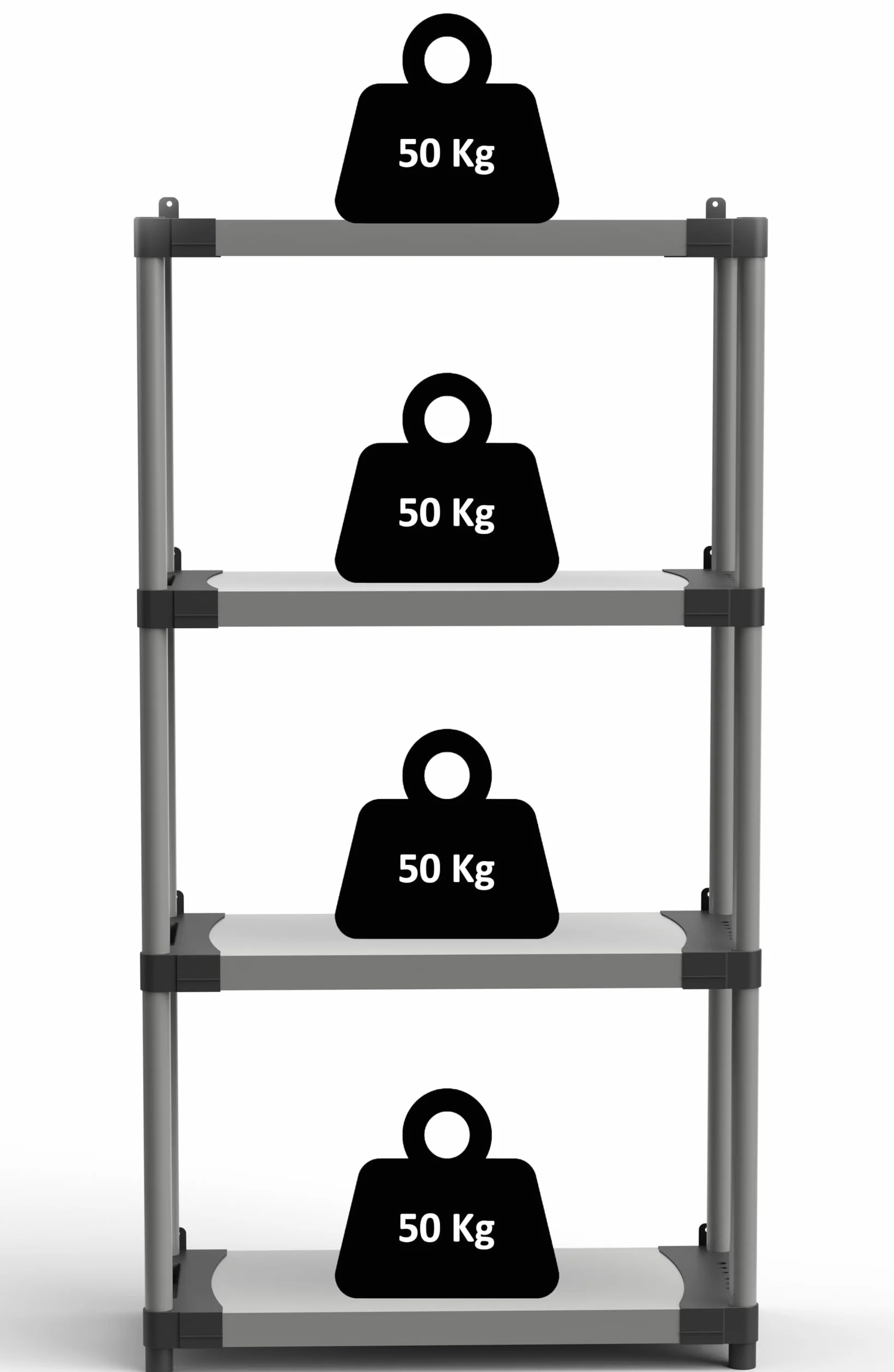 Adventa: Scaffale in resina di PVC e PP, 4 Ripiani, Facile da Montare, Modular System, Resistente, Adatto ad ambienti Interni ed Esterni, 80L x 40P x 165H cm