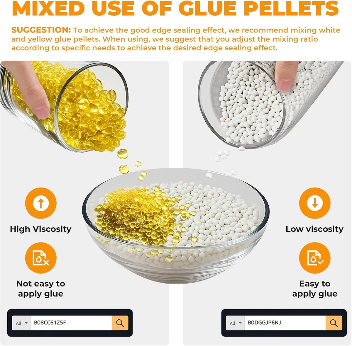 YUCHENGTECH Pellet di Colla Bianca per Bordatrice 5 kg Colla Hot Melt Pellets Adesivo per Bordatrice