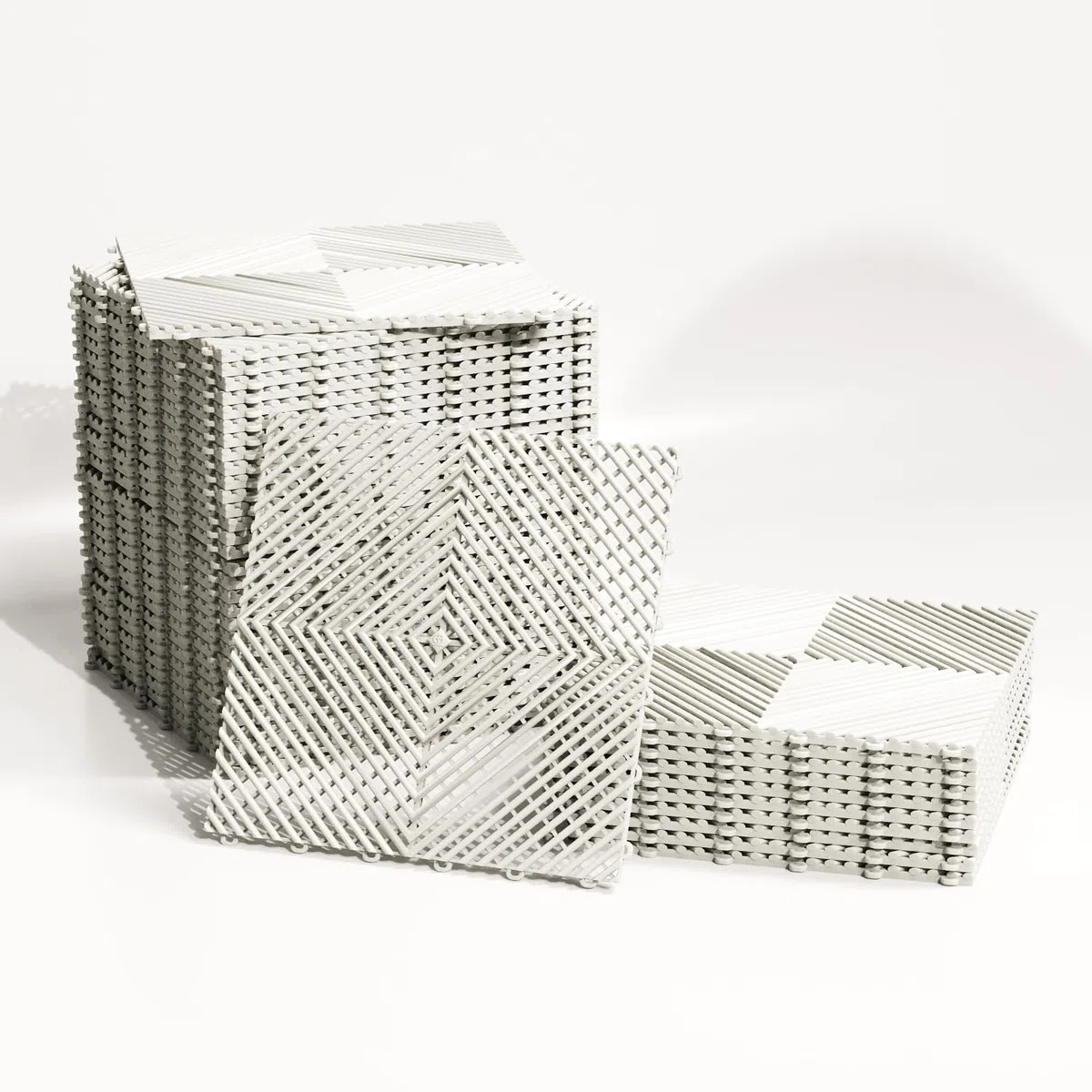 Set di 25 lastre per garage in PVC Clipsable 40 x 40 x 1,8 cm, bianco (4 m²), piastrelle traforate resistenti, antiscivolo e drenanti, rivestimenti per pavimenti esterni, terrazza spa