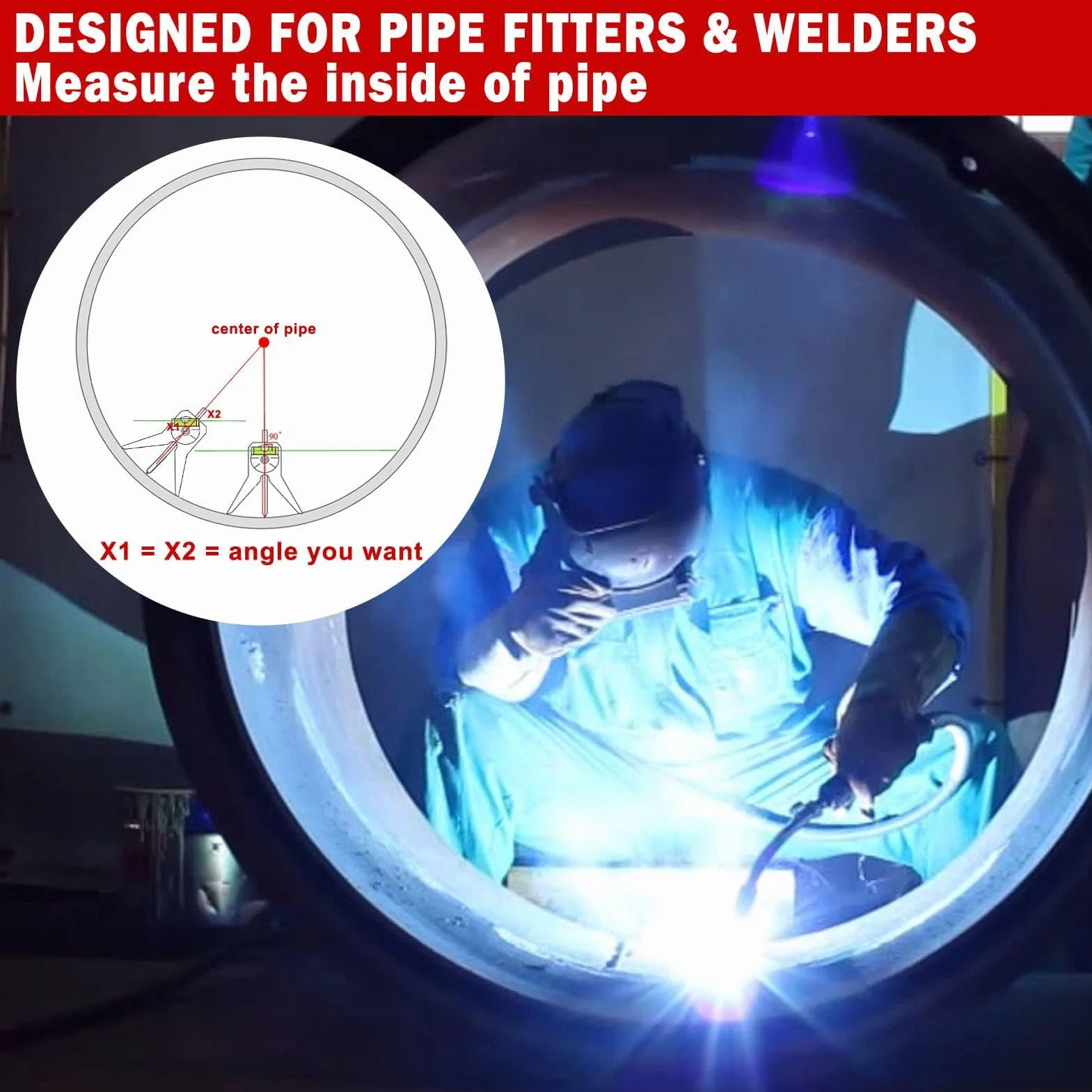 Strumento di Centraggio del Marcatore di Tubi di Sicurezza, Strumento di Ricerca del Centro del Tubo, Strumenti per Pipefitter con Testa di Centraggio, Strumenti di Raccordo per