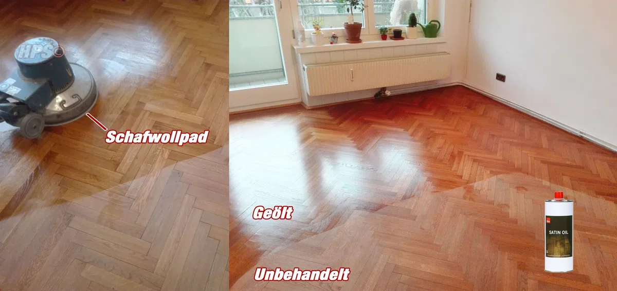 Kährs Satin Olio 1lt con mano Pad titolare Pro – Set Parquet nachoelen incluso 4 x Pecora Wollpad -