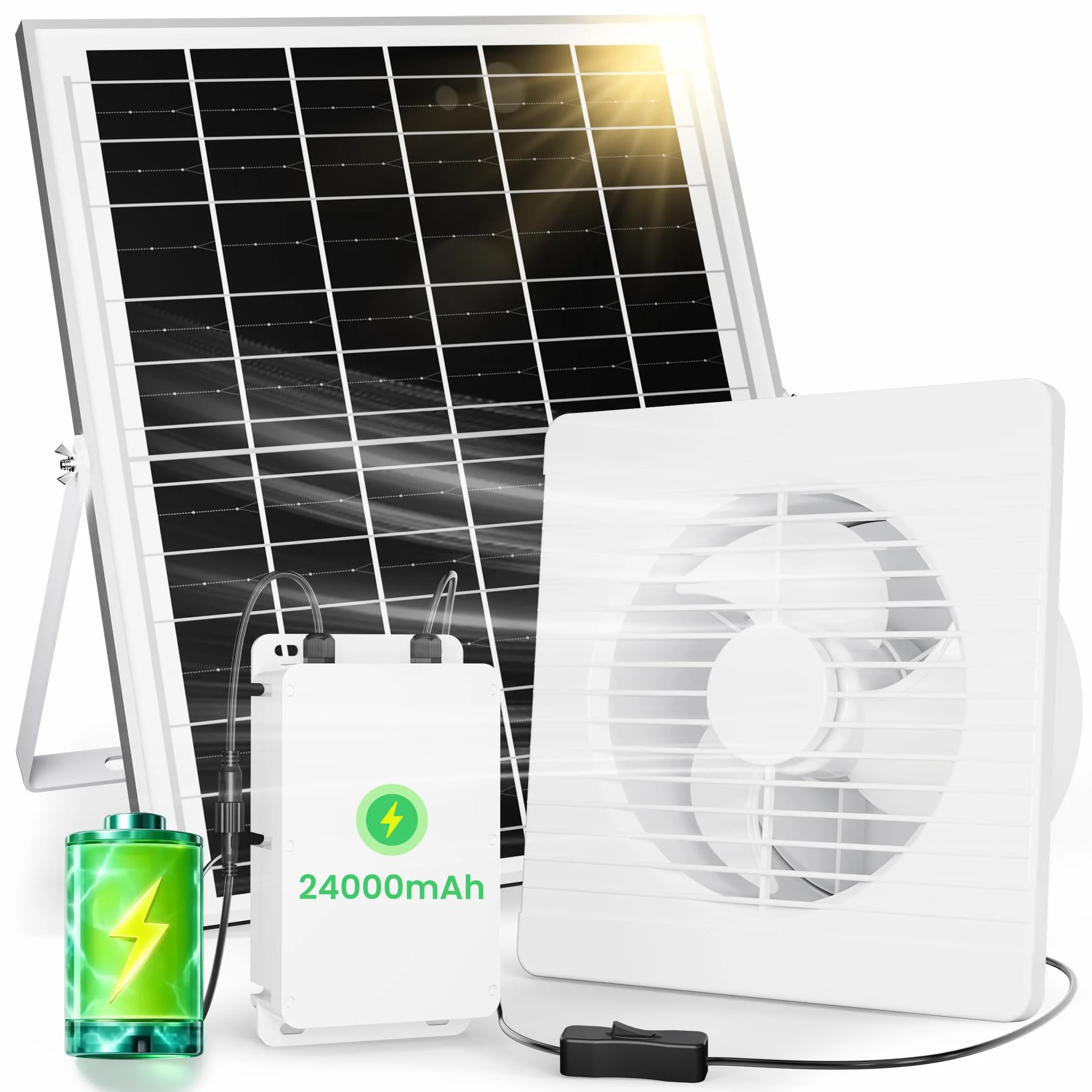LGMCF Kit di ventilatori a pannello solare, 15 W, con ventola CC per piccoli pollai, serre, capannoni