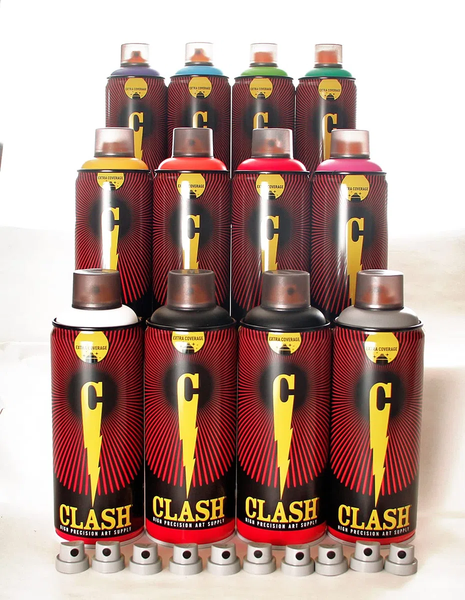 CLASH Bomboletta Spray Art Pack 12 Pezzi, Vernice Spray per Uso Artistico, Finitura Satinata