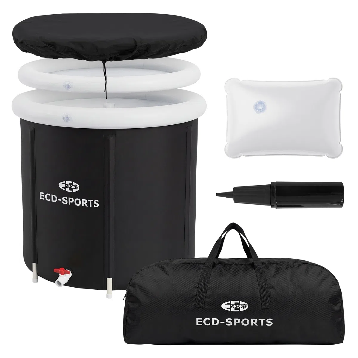 ECD Germany Vasca per Bagno di Ghiaccio Ø80 cm, Pieghevole, Set Completo con Isolamento, Vasca per Immersione 350L, Tinozza per Terapia del Freddo e Crioterapia, Portatile per Interno ed Esterno