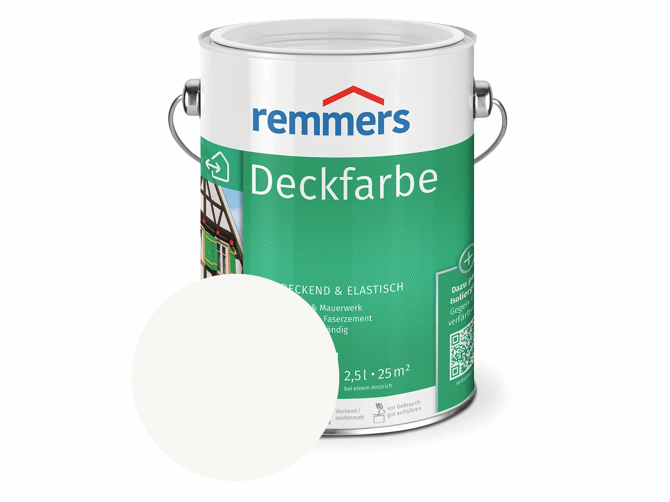 Remmers Vernice coprente bianco (RAL 9016), 5 litri, smalto a base d'acqua per interno ed esterno, pittura protettiva dagli agenti atmosferici per legno, sottofondi minerali e molti altri tipi di supporto