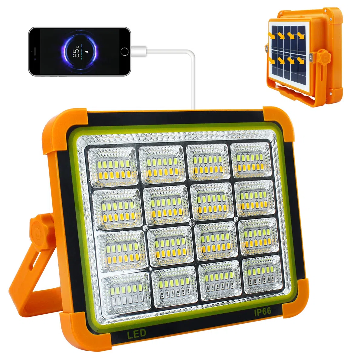 CREATESTAR Faro LED Ricaricabile 100W, Faretto Cantiere Led Solare con 4 Modalità Luminose Batteria da 12000 mAh Portatile, per Campeggio,Riparazione,Pesca
