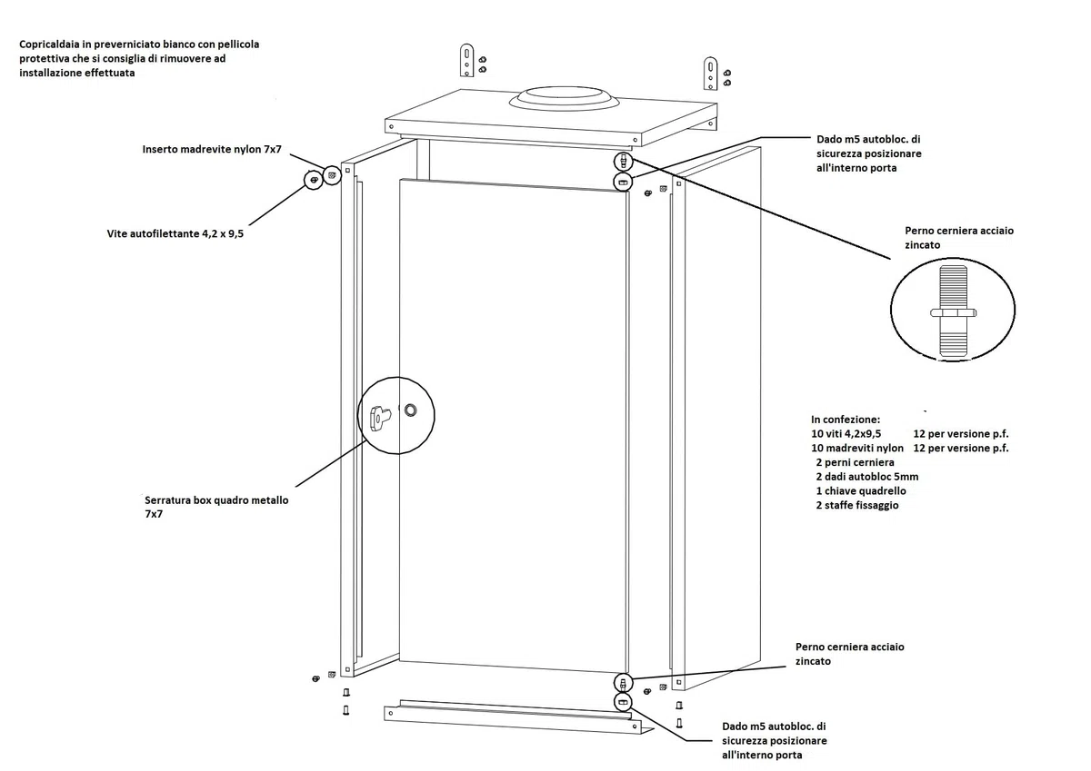 Copriscaldabagno per Vaillant Outsidemag bianco misure cm. 85x50x22