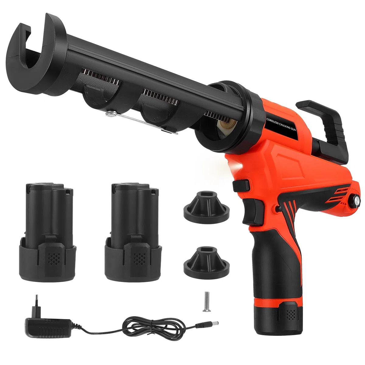 Pistola per silicone senza fili GJCrafts, pistola elettrica da 12 V con 2 batterie, luce LED e 6 velocità regolabili, pistola elettrica da 300 ml per sigillatura e stucco