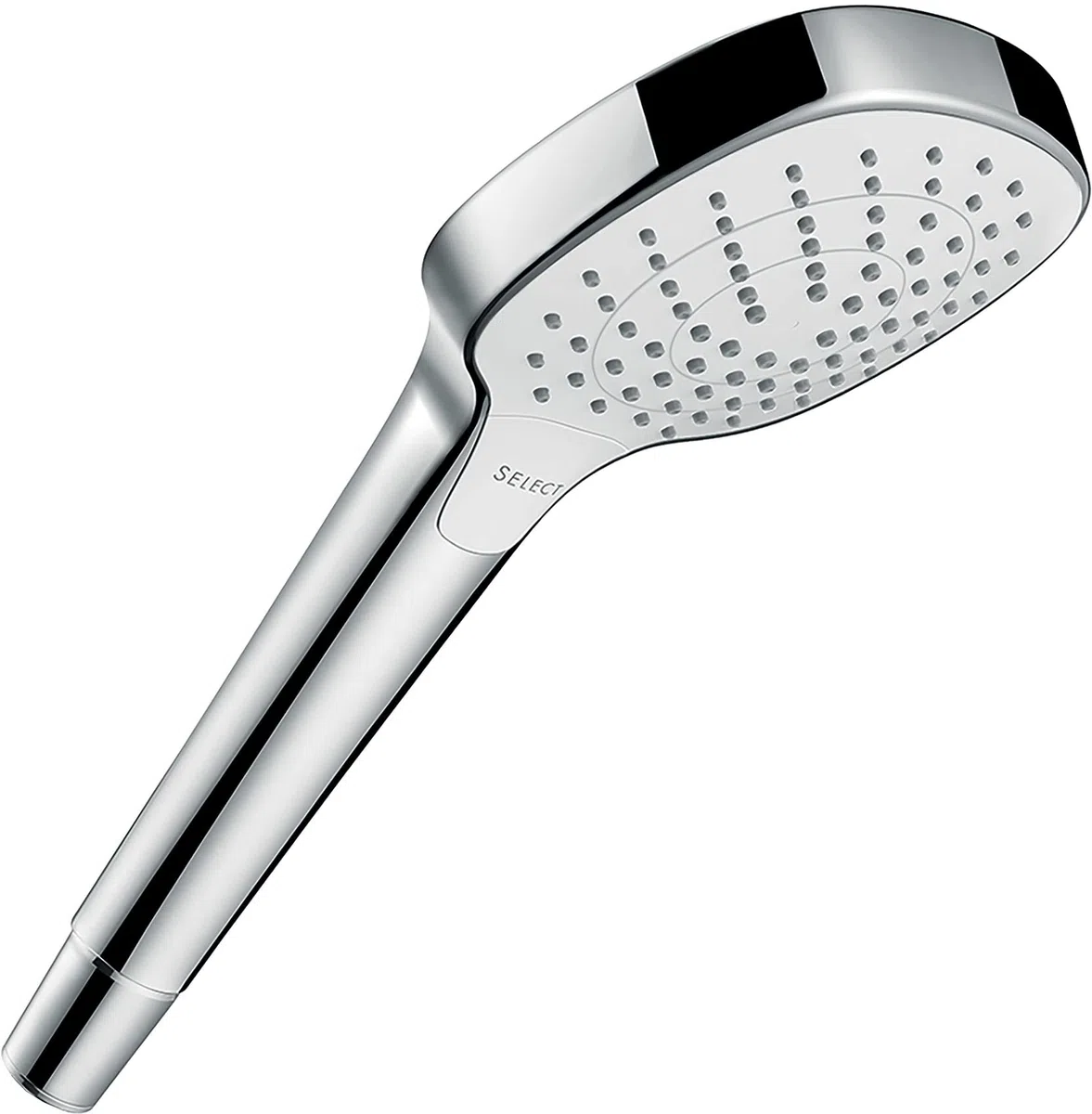 hansgrohe Croma Select E - Doccetta per doccia, Doccino con 3 getti, Soffione doccia quadrato (110 x 110 mm) con funzione anticalcare, bianco/cromo, 26812400