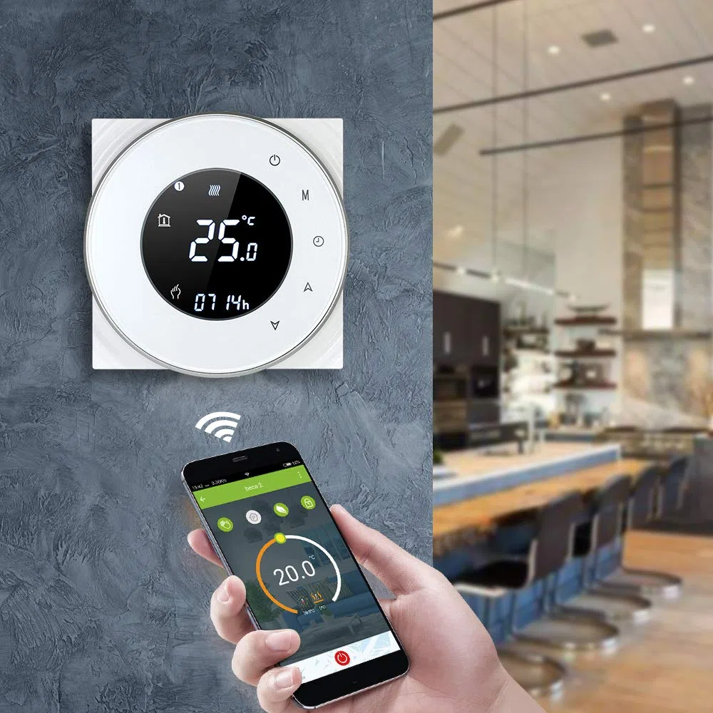 Decdeal Termostato programmabile tramite Wi-Fi, termostato intelligente wireless, con display LCD tattile, nero