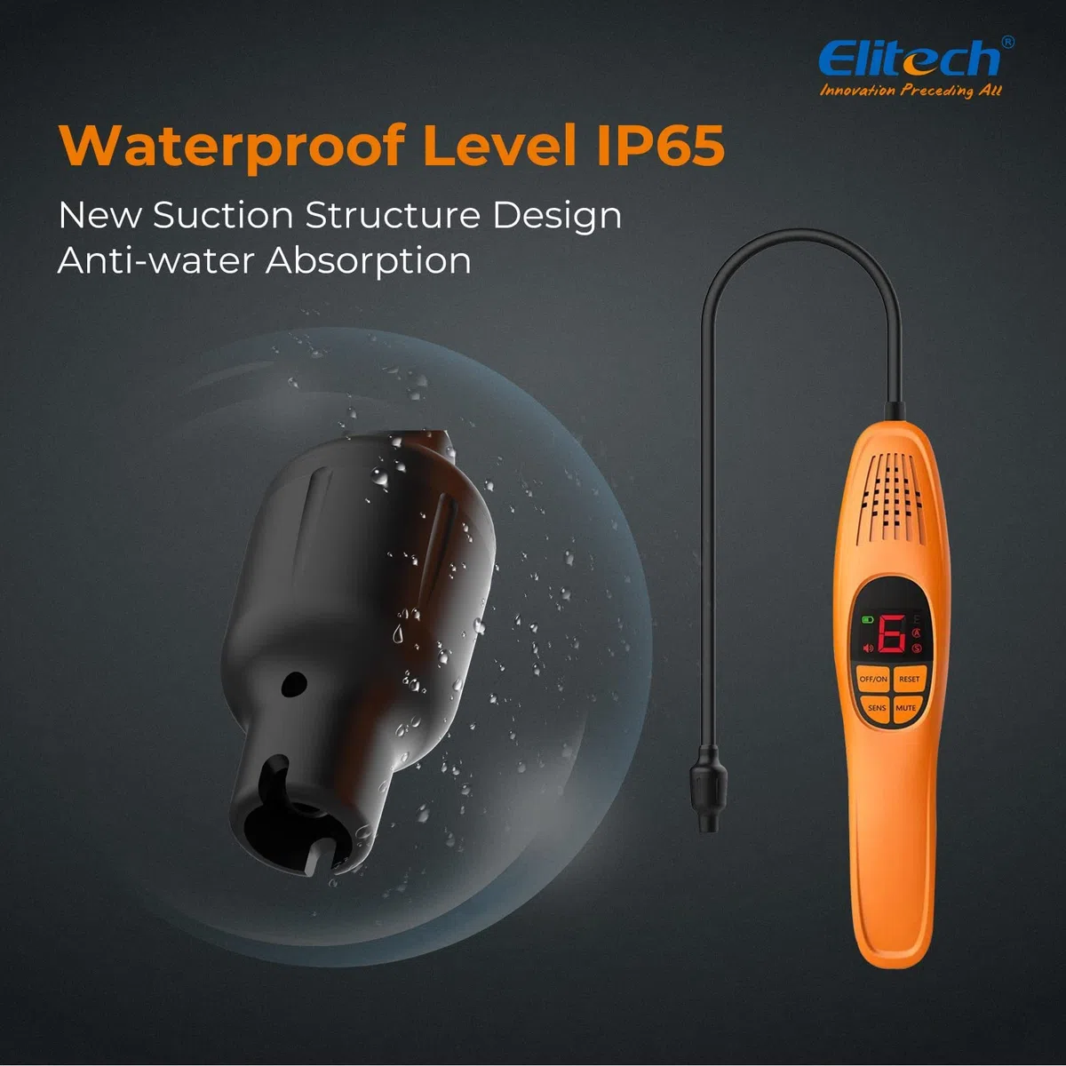 Elitech Rilevatore Portatile di Perdite di Gas Refrigerante con Diodo Riscaldato, Verifica Tutti Gli Alogeni R32 R410A R134A R404 ecc. per Condizionatori LD-100+