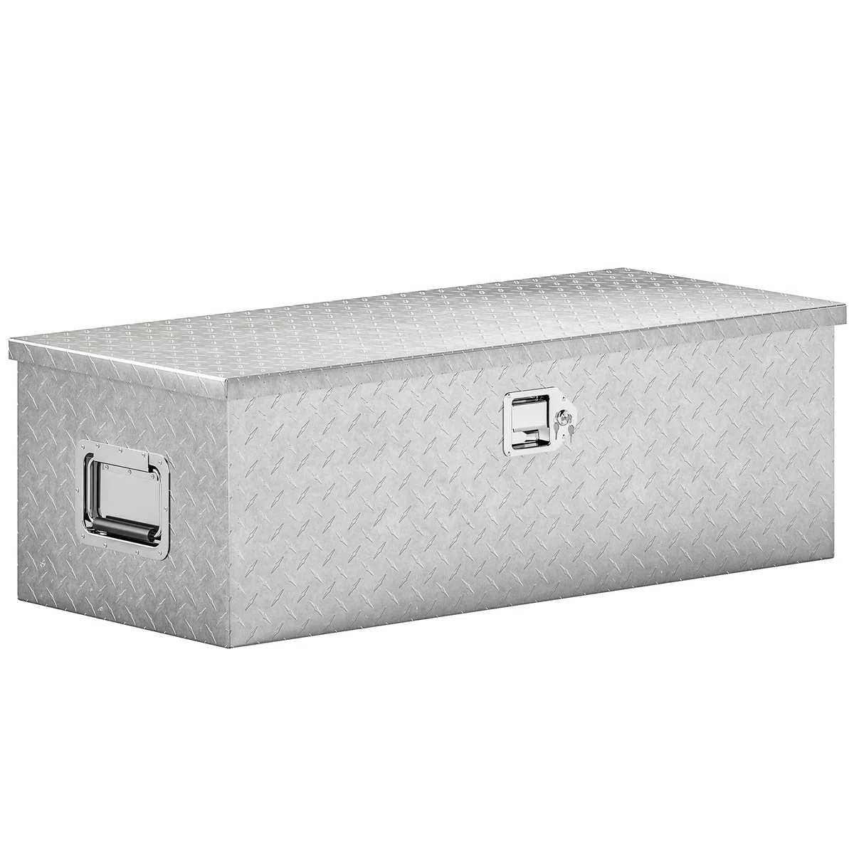 HOMCOM Cassetta degli Attrezzi in Alluminio con Serratura 2 Chiavi, Maniglia Laterale, Cassa Box Portautensili 43L Resistente, Scatola Portaoggetti per Pick-Up Camper Rimorchi, 76.2x33x24.4cm, Argento