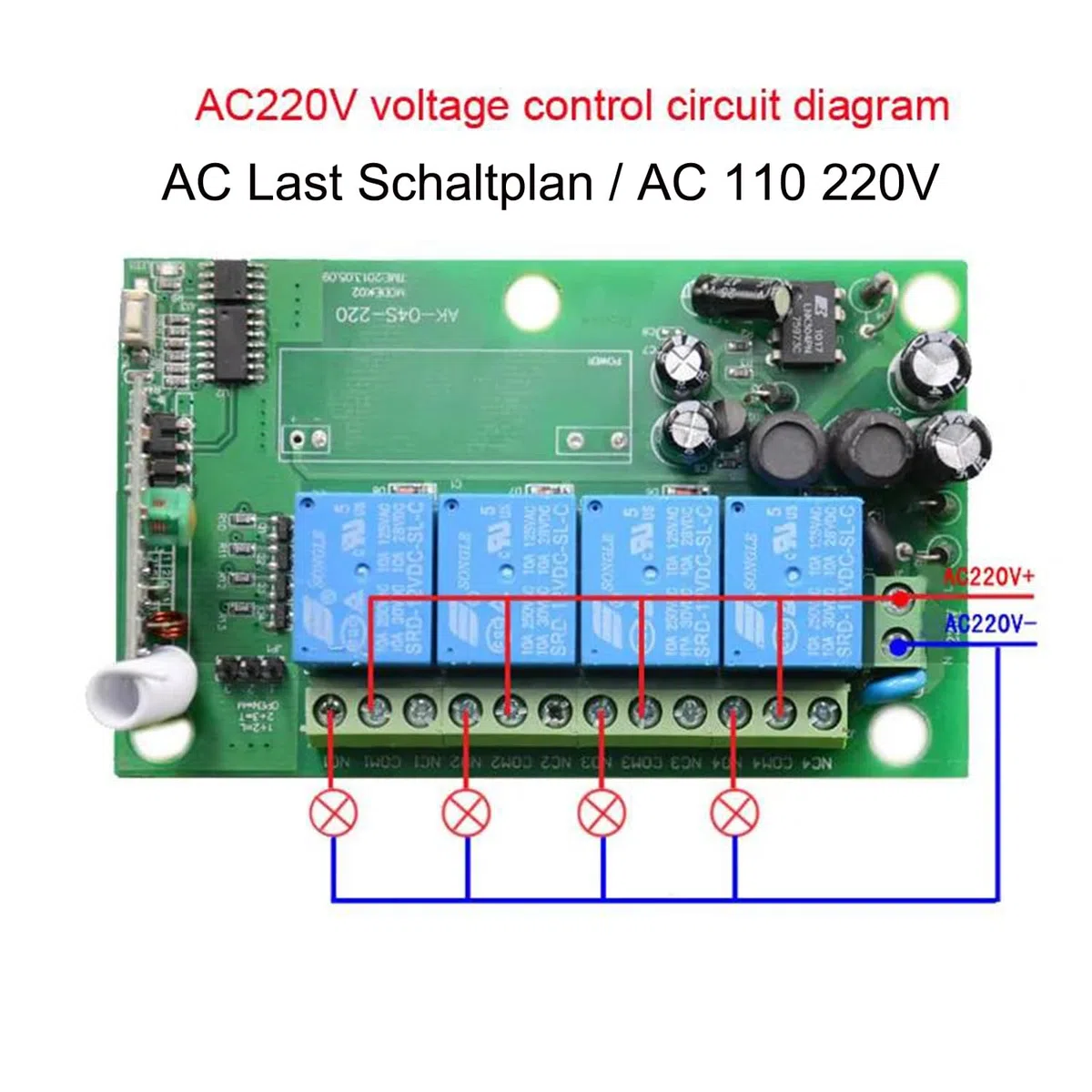 220 V, 230 V, 4 CH, telecomando senza fili, interruttore di controllo, relè di controllo 433 MHz, 4 canali, con 4 trasmettitori, ricevitore universale, porte da garage, finestre, motore, AC 110 V, 250