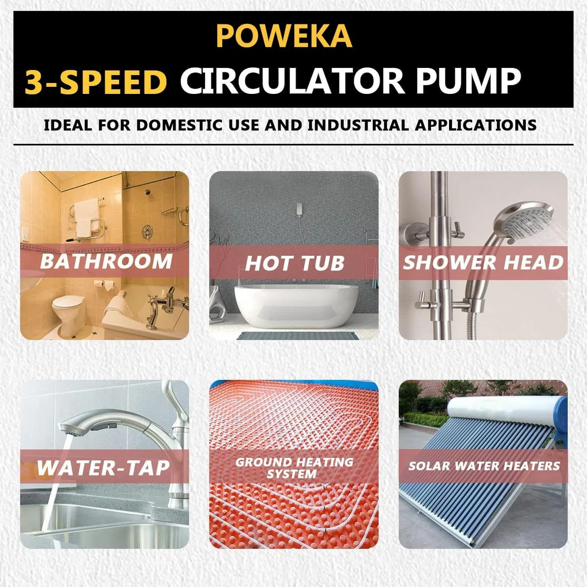Pompa di Circolazione Dell'acqua Calda RS25 / 6-180, Pompa a Pressione per Circolatore Domestico Regolazione a Tre Velocità per Riscaldamento e Acqua Calda di Poweka