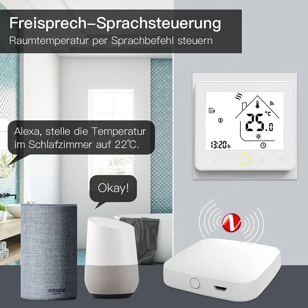 MOES Smart Alexa Tuya ZigBee - Termostato wireless per scaldabagno 5 A, compatibile con l'app Smart Life Tuya Alexa Google 【Funziona solo con Tuya ZigBee Hub】