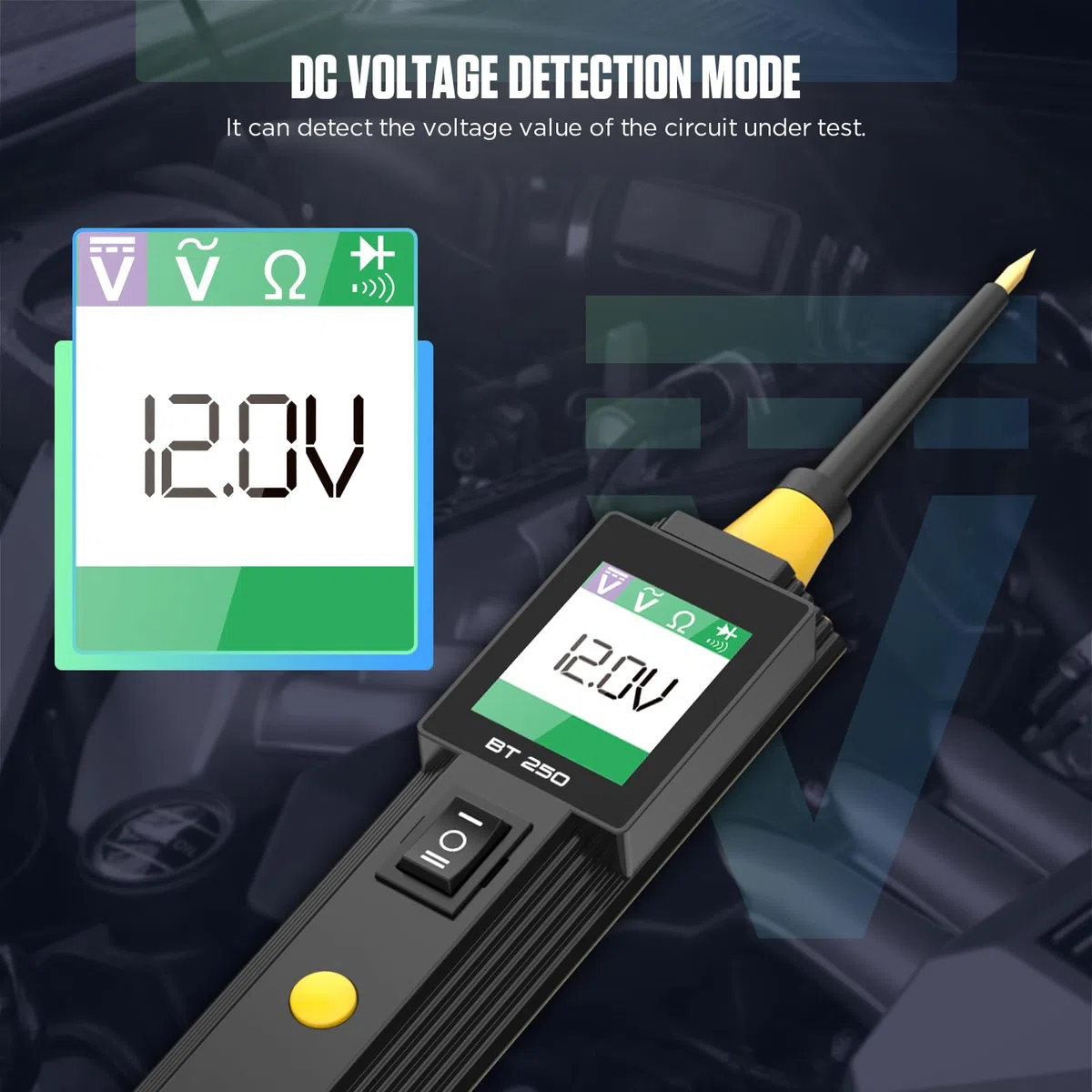 BT250 - Tester per circuito auto, 12 V, 24 V, strumento per sistemi elettrici, rilevatore di luce, tester di tensione AC/DC, multimetro, rilevatore di cortocircuito, tester di sicurezza relè