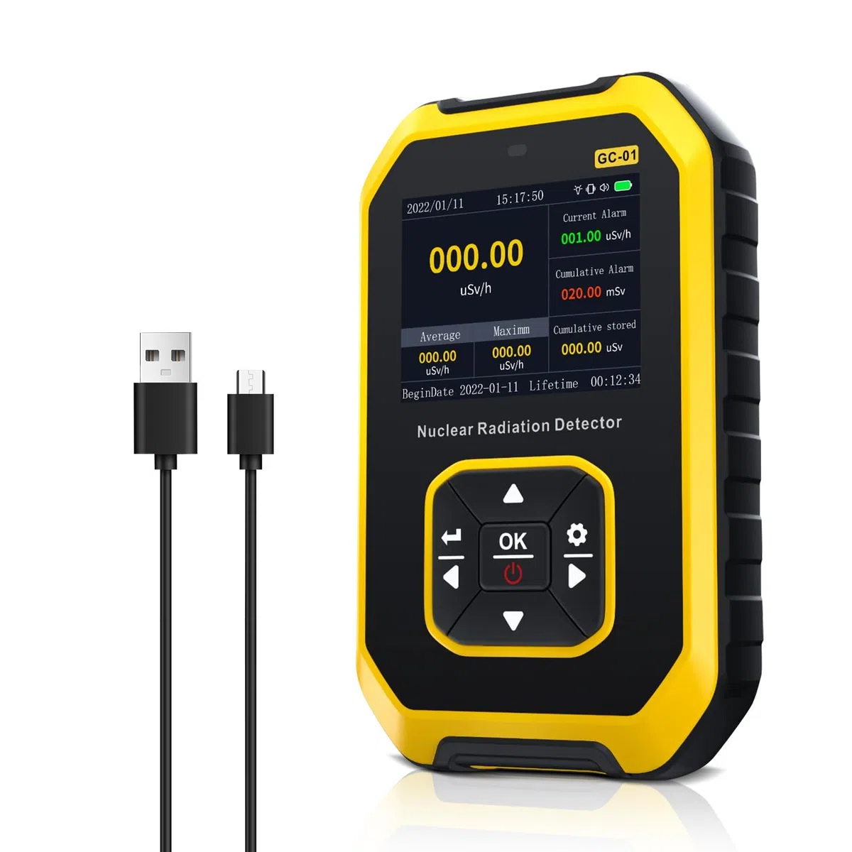Rilevatore di radiazioni nucleari Geiger portatile con display LCD, monitor di radiazioni ricaricabile, tester per raggi X Beta Gamma, applicato per casa, esterno, industriale
