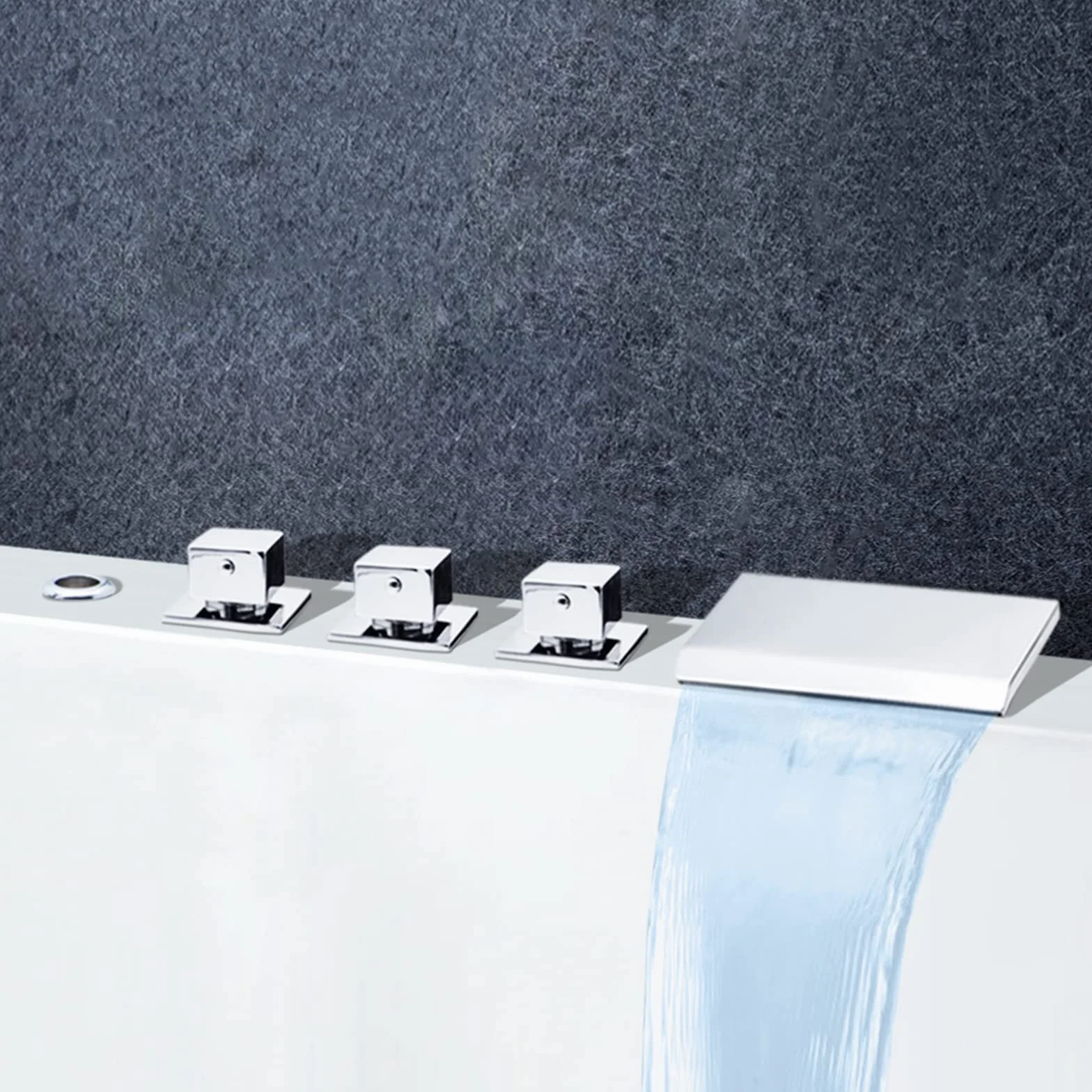 Rubinetto quadrato per vasca da bagno in ottone, valvola di controllo, miscelatore per doccia, deviatore a cascata, per soffione doccia e vasca da massaggio, cartuccia in ceramica, tripla maniglia